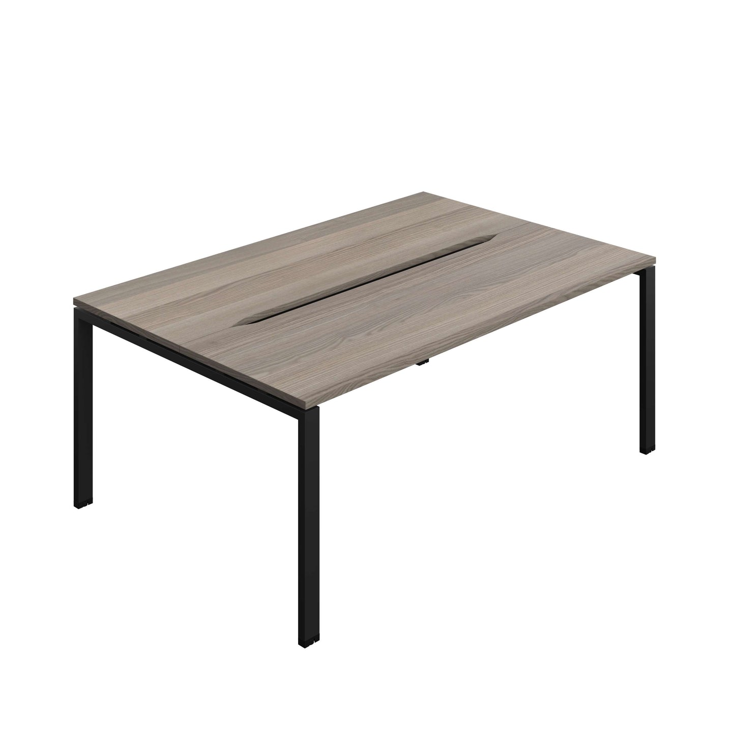 Synergy Bench with Cut Out: 2 Person (FSC) : Goal Post Leg : 1800 | 700 | Grey Oak/Black
