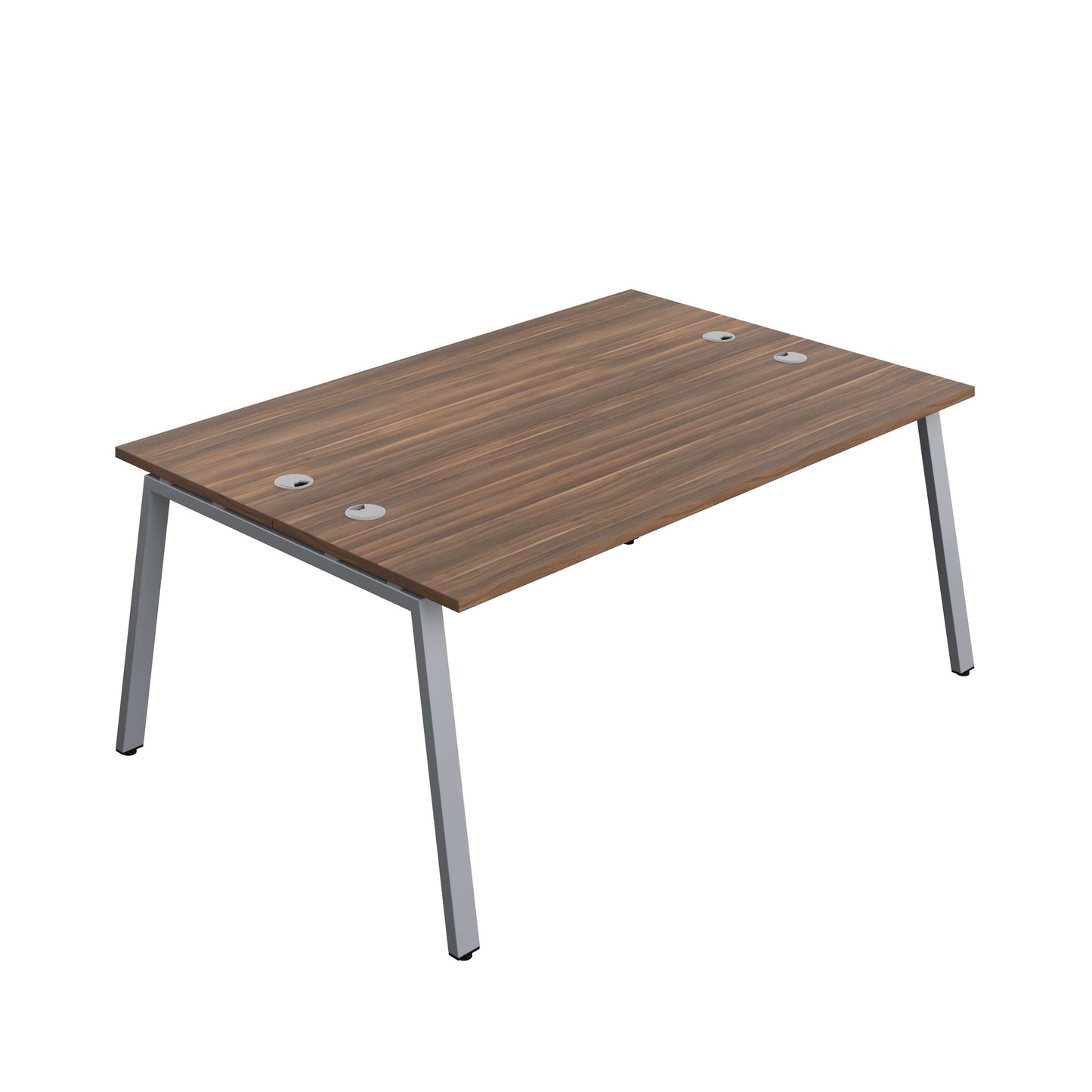 Synergy Bench with Cable Ports: 2 Person (FSC) : A-Frame Leg : 1800 | 700 | Dark Walnut/Silver