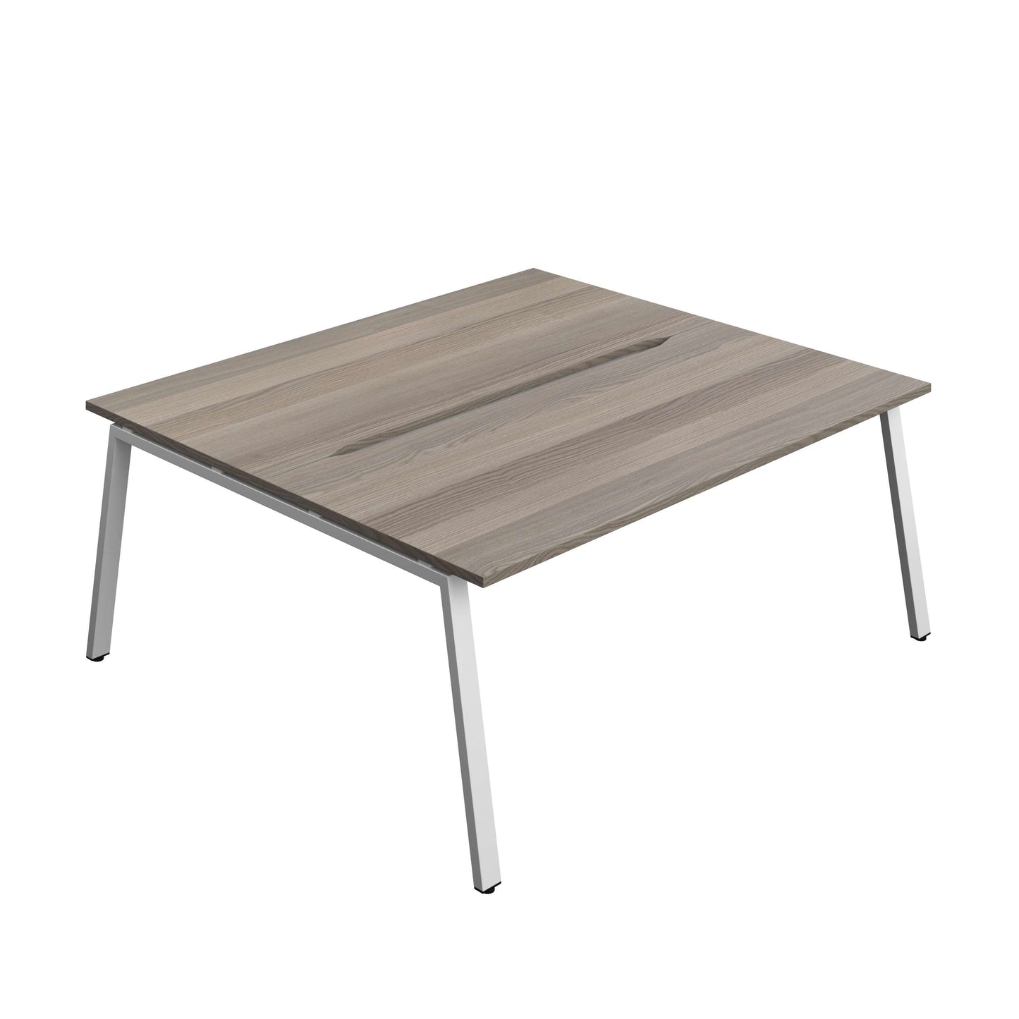 Synergy Bench with Cut Out: 2 Person (FSC) : A-Frame Leg : 1800 | 800 | Grey Oak/Silver