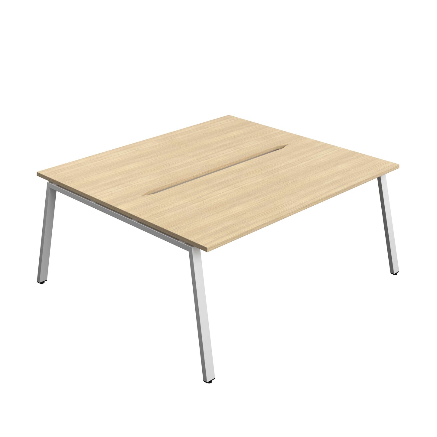 Synergy Bench with Cut Out: 2 Person (FSC) : A-Frame Leg : 1800 | 800 | Nova Oak/Silver