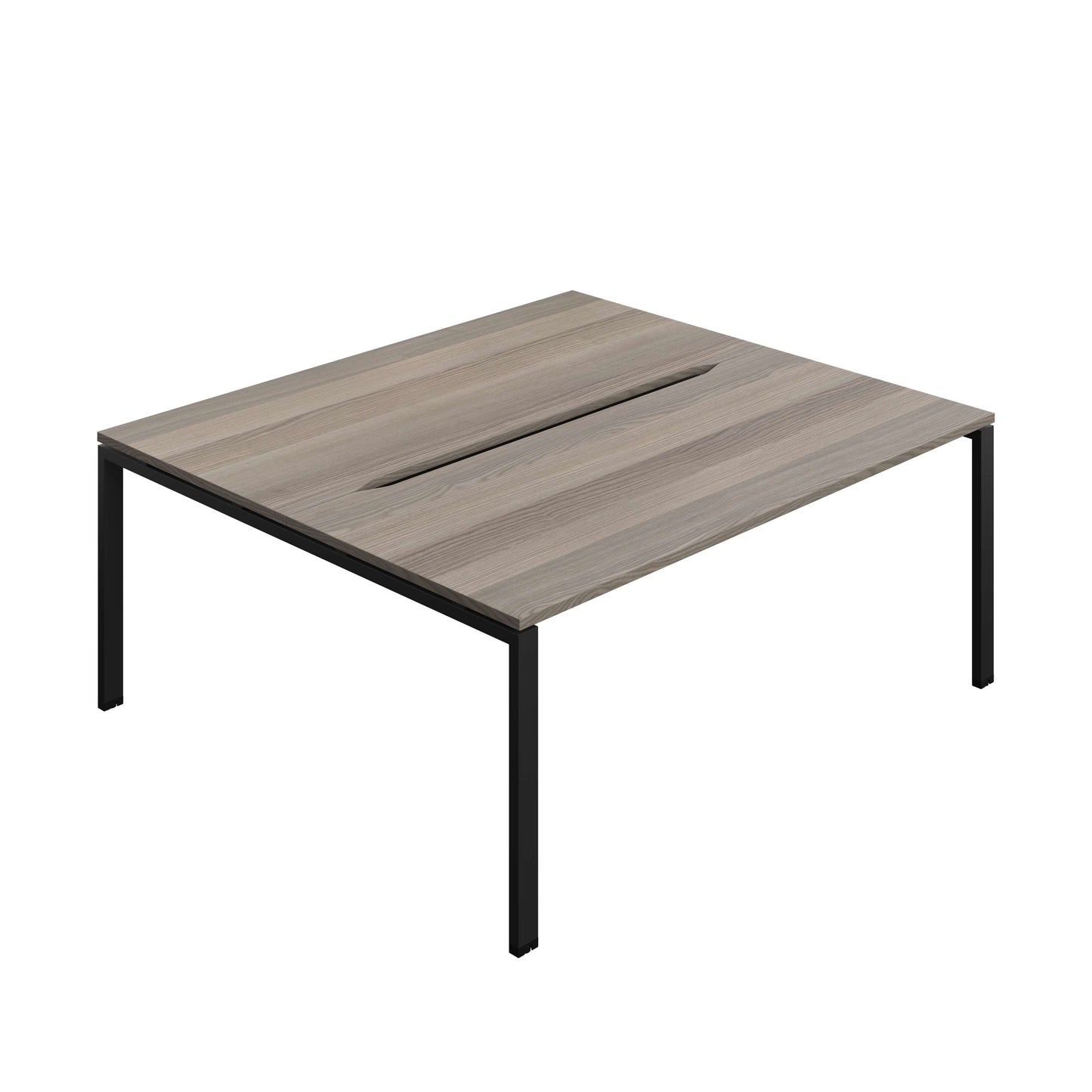 Synergy Bench with Cut Out: 2 Person (FSC) : Goal Post Leg : 1800 | 800 | Grey Oak/Black