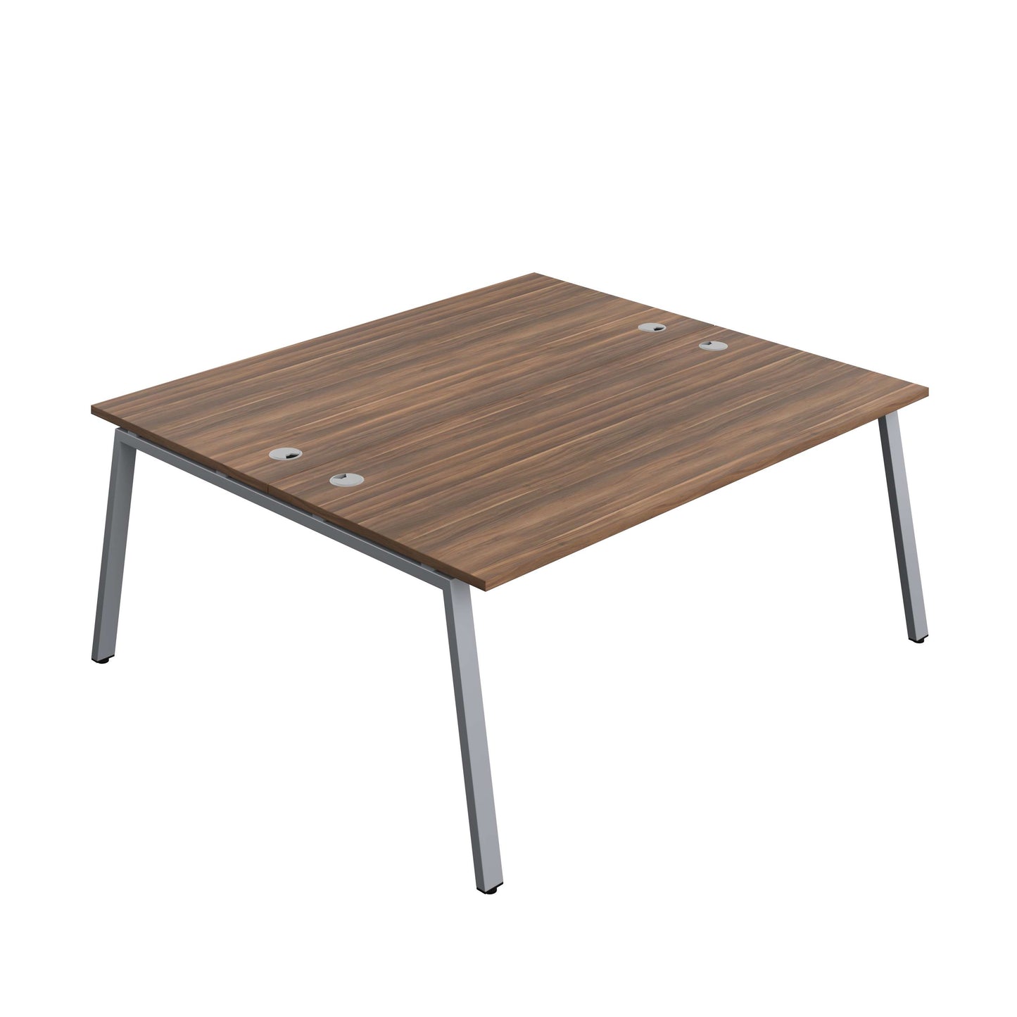 Synergy Bench with Cable Ports: 2 Person (FSC) : A-Frame Leg : 1800 | 800 | Dark Walnut/Silver