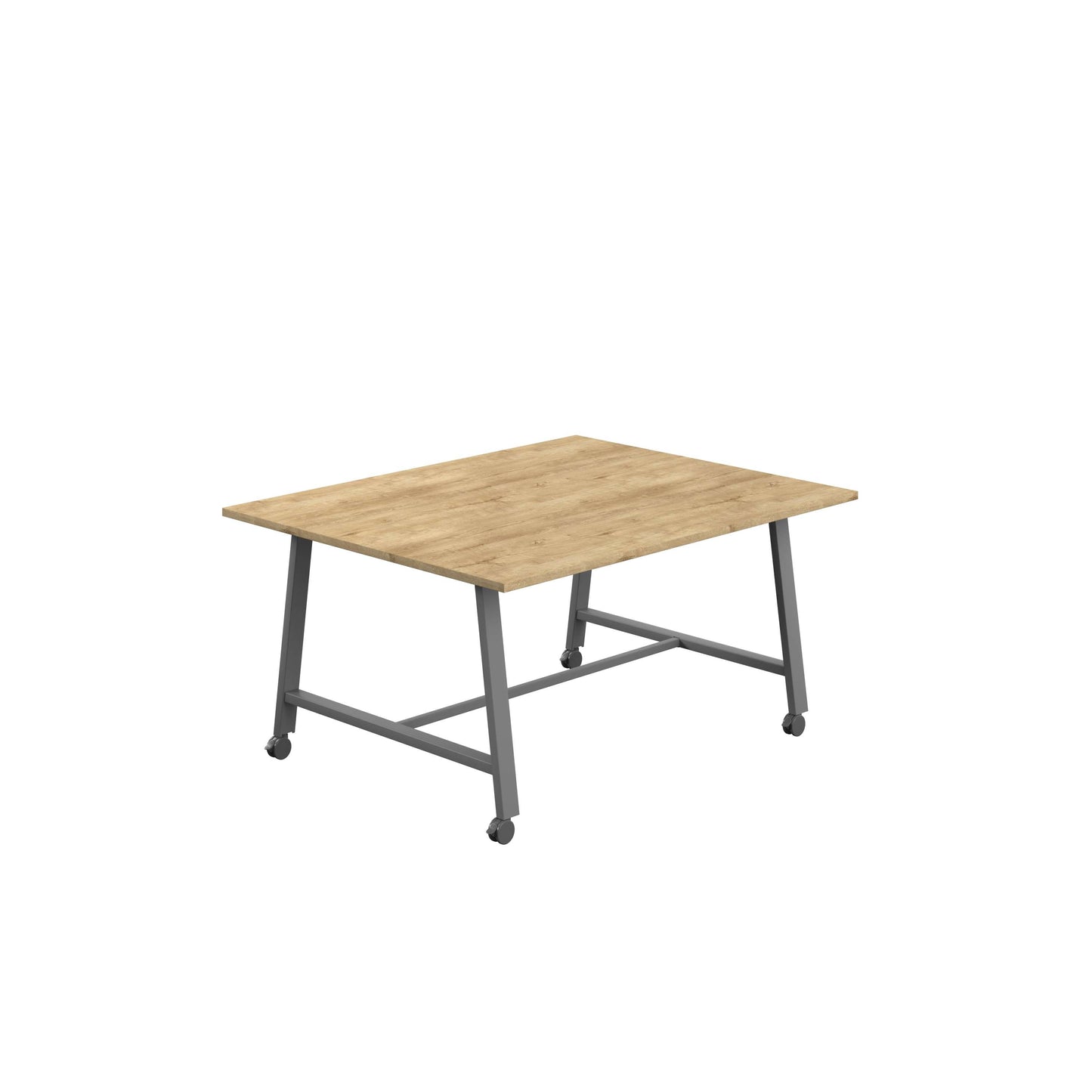 Titan Mobile Low Maker Rectangular Table (FSC) | 1500 X 1000 | Anthracite/Natural Nebraska Oak