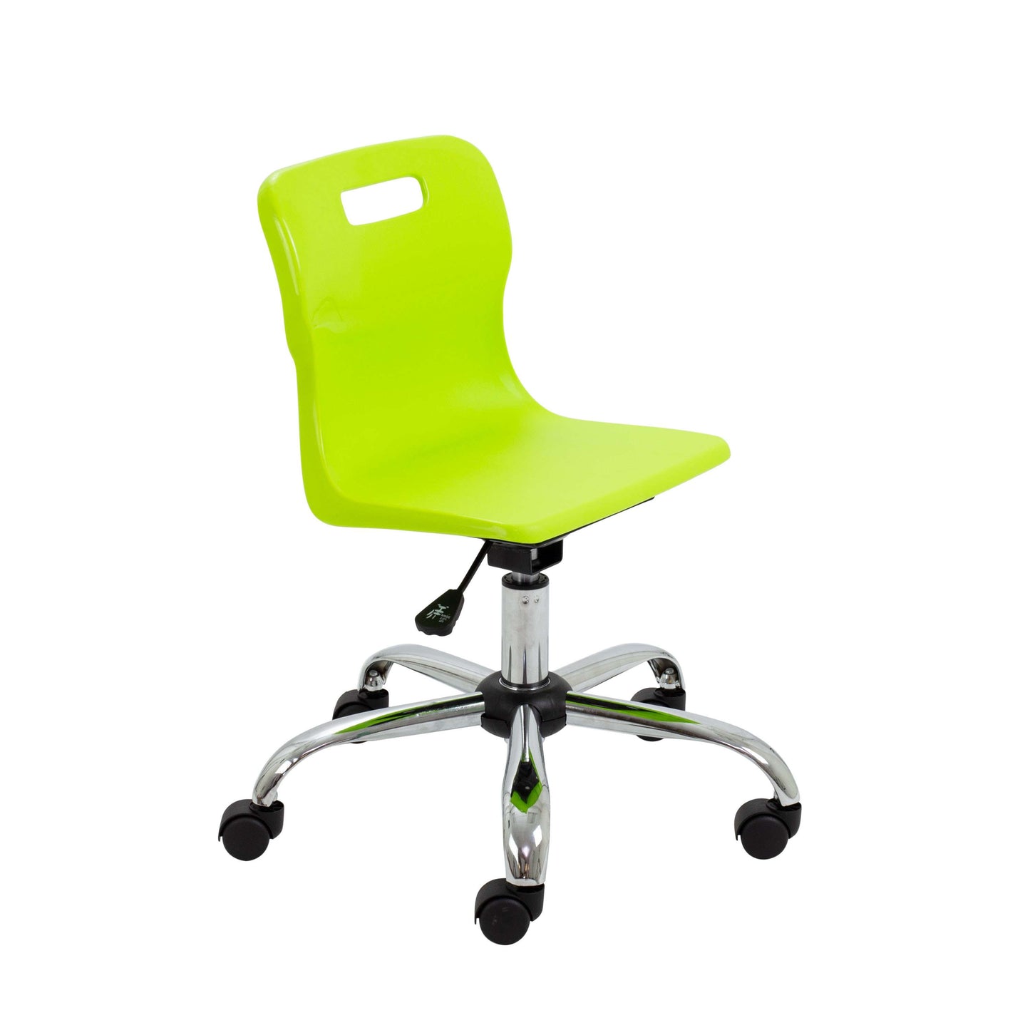 Titan Swivel Junior Chair with Chrome Base and Castors | Size 3-4 | Lime/Chrome