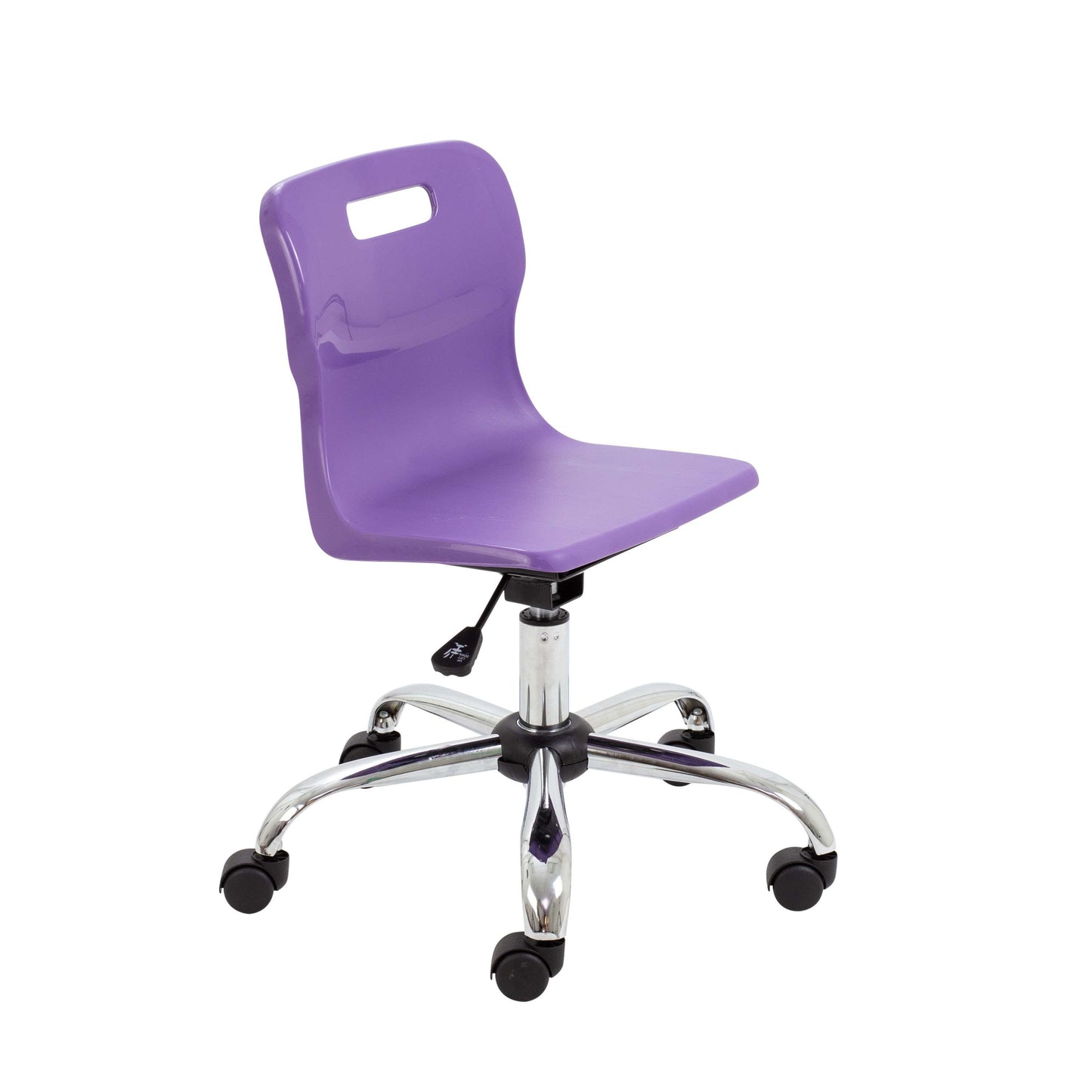 Titan Swivel Junior Chair with Chrome Base and Castors | Size 3-4 | Purple/Chrome