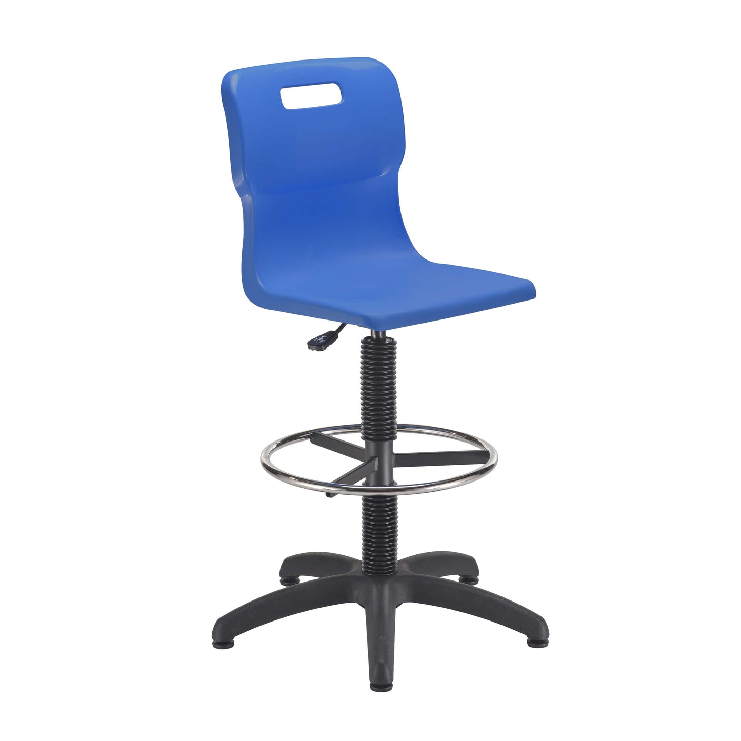 Titan Swivel Senior Chair with Plastic Base, Castors and D-Kit | Size 5-6 | Fixed D-Kit | Blue/Black