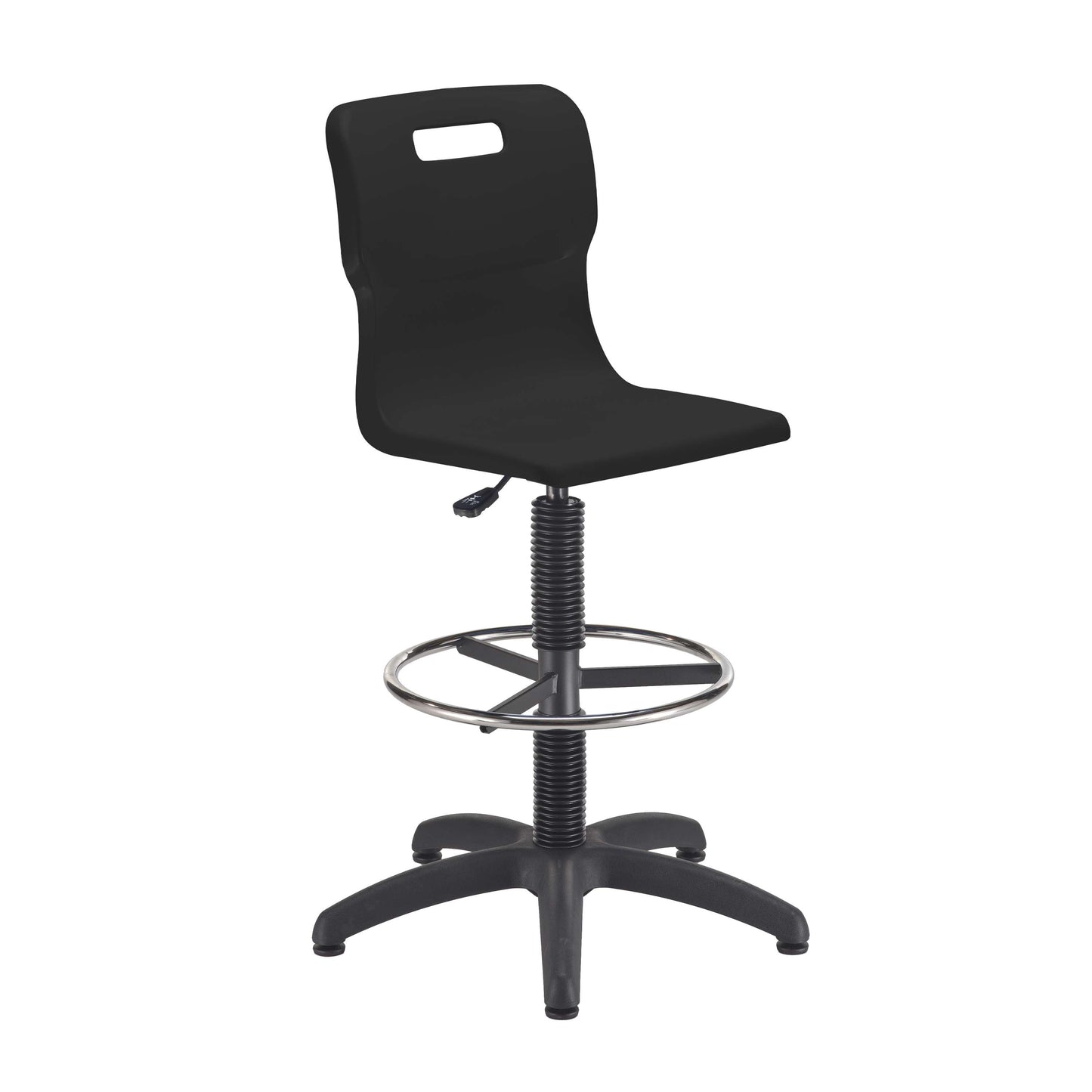 Titan Swivel Senior Chair with Plastic Base, Castors and D-Kit | Size 5-6 | Fixed D-Kit | Black/Black