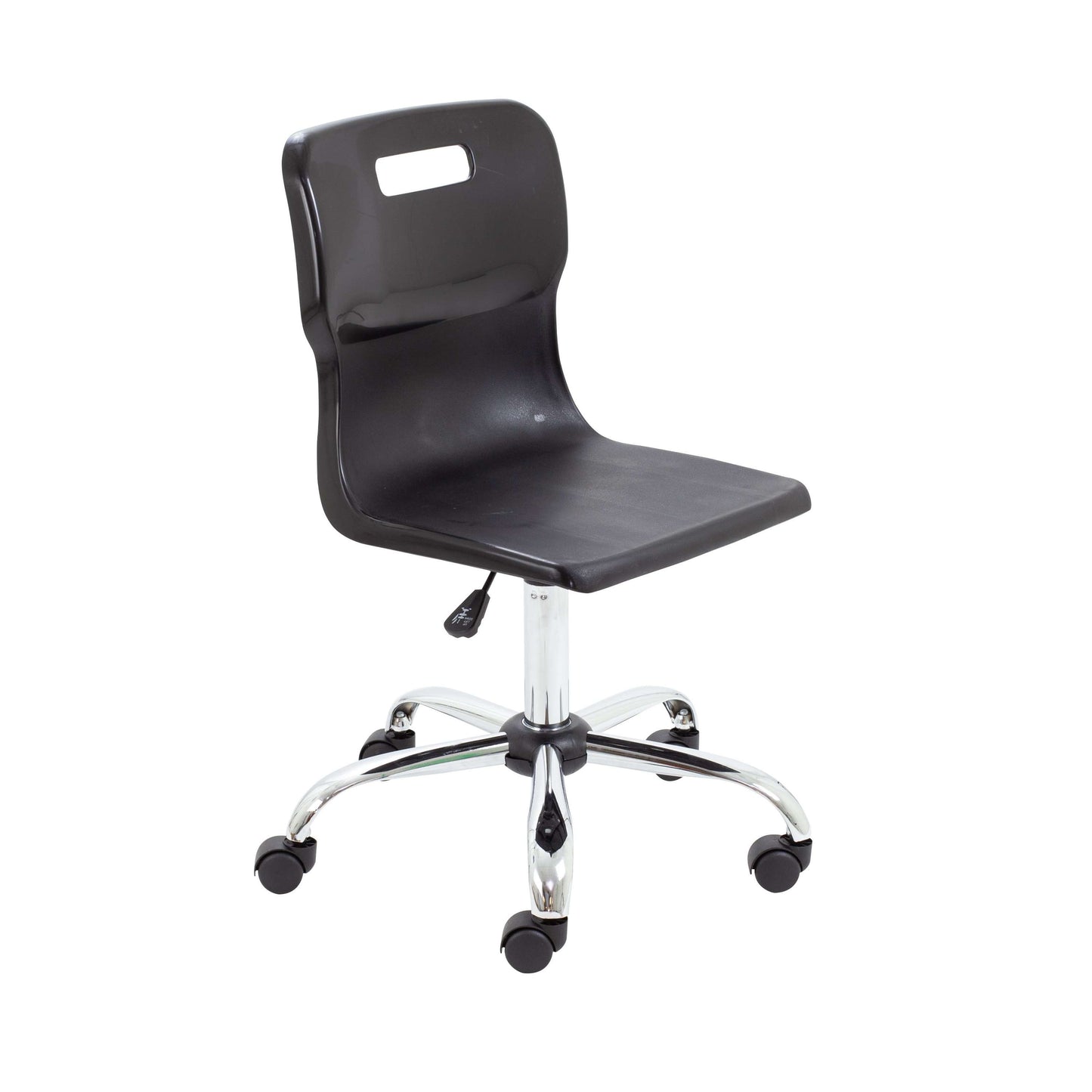 Titan Swivel Senior Chair with Chrome Base and Castors | Size 5-6 | Black/Chrome