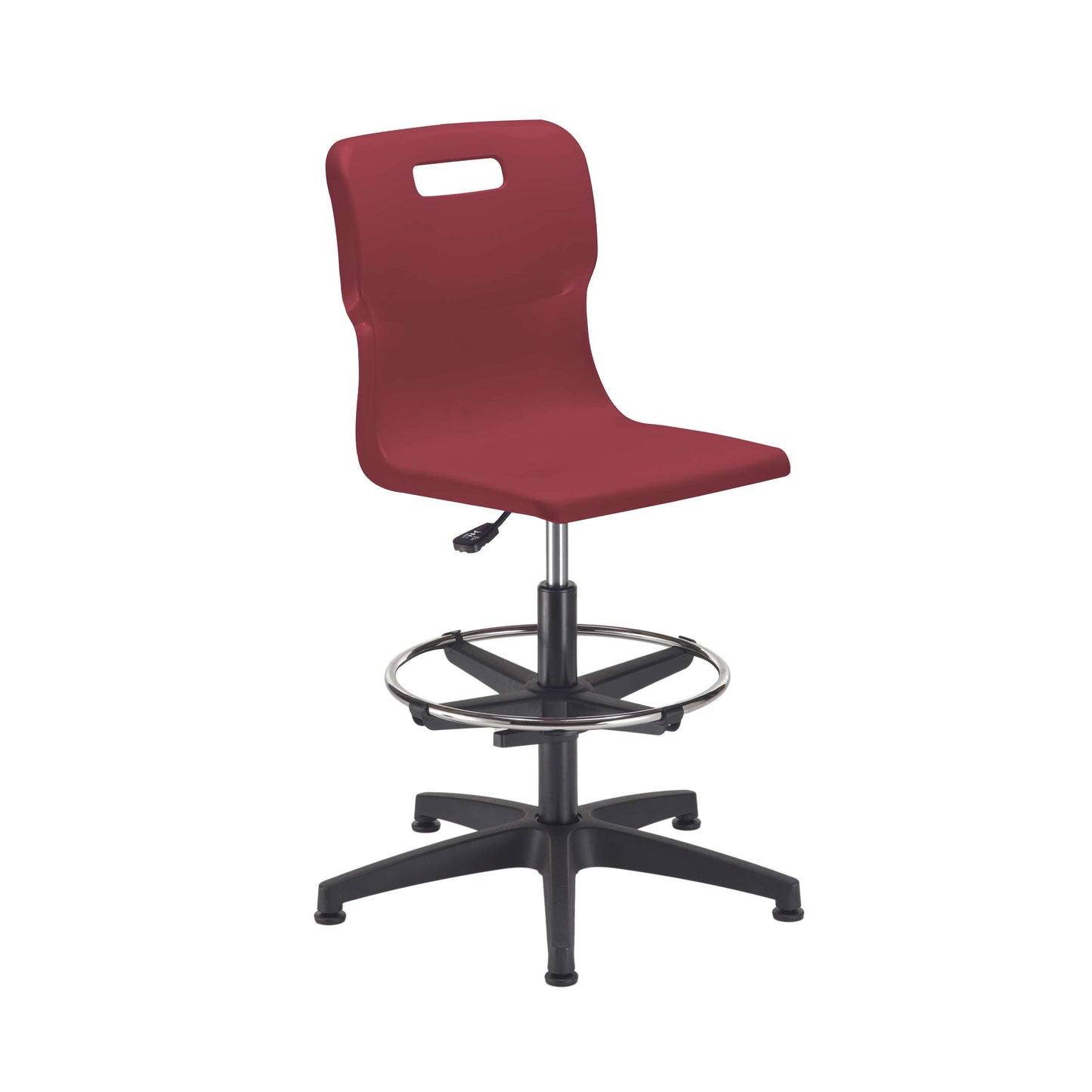 Titan Swivel Senior Chair with Plastic Base, Castors and D-Kit | Size 5-6 | Adjustable D-Kit | Burgundy/Black