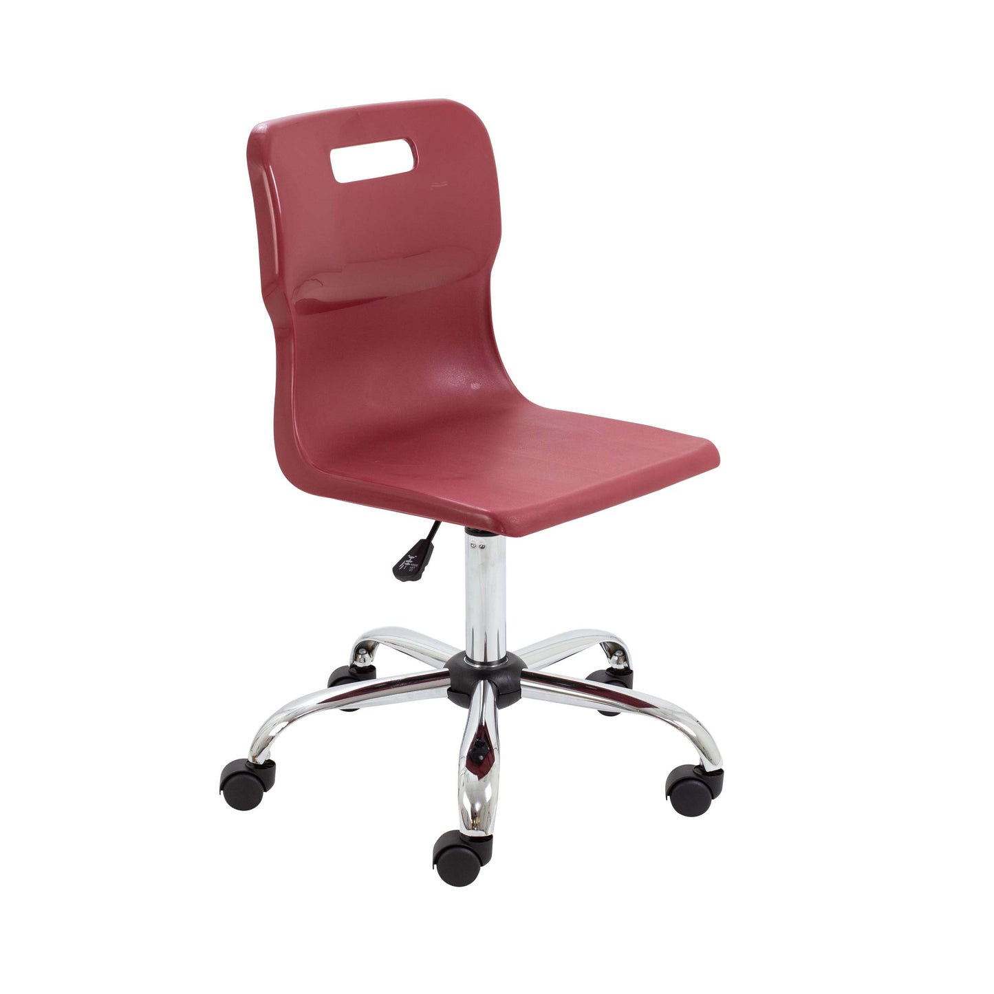 Titan Swivel Senior Chair with Chrome Base and Castors | Size 5-6 | Burgundy/Chrome