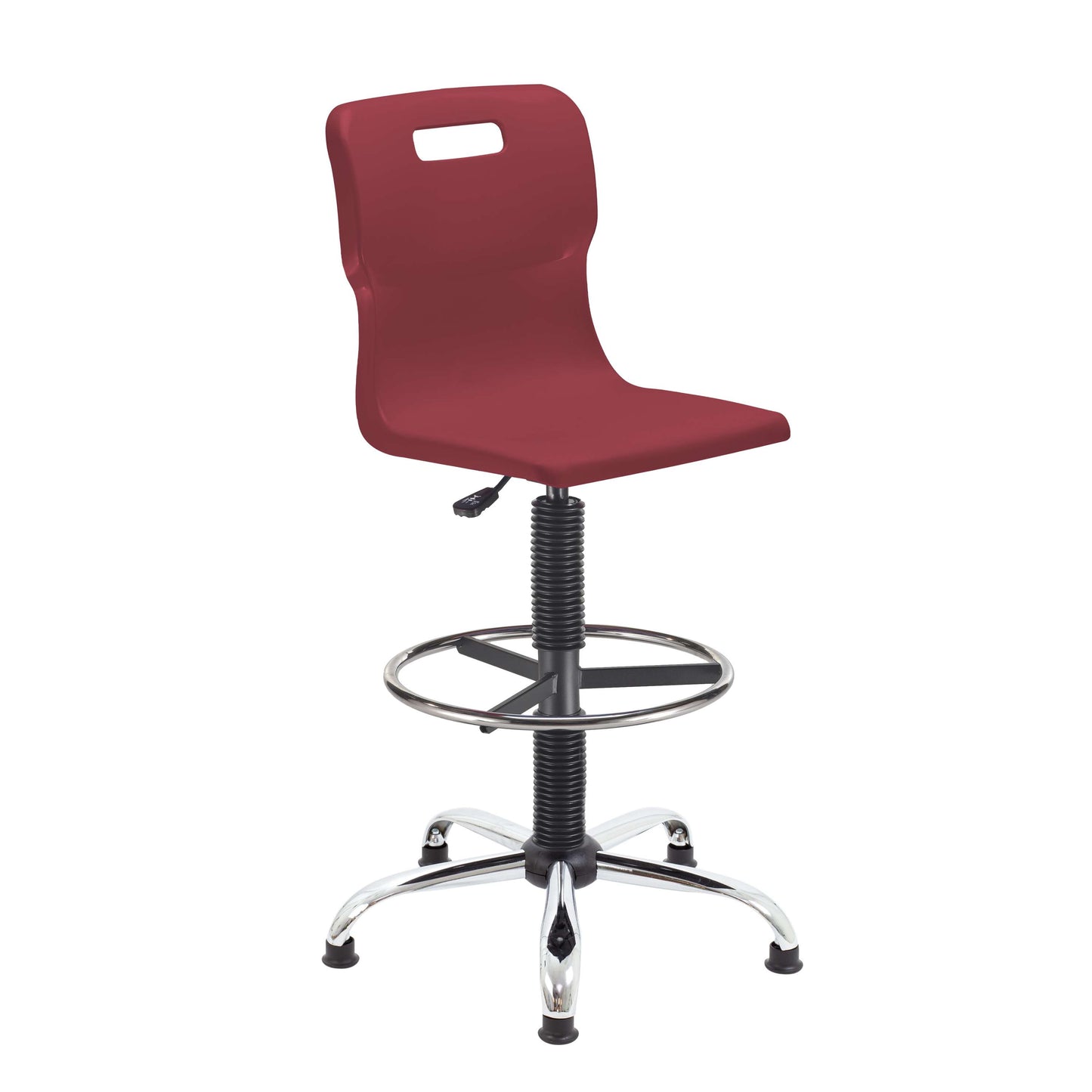 Titan Swivel Senior Chair with Chrome Base, Castors and D-Kit | Size 5-6 | Adjustable D-Kit | Burgundy/Chrome