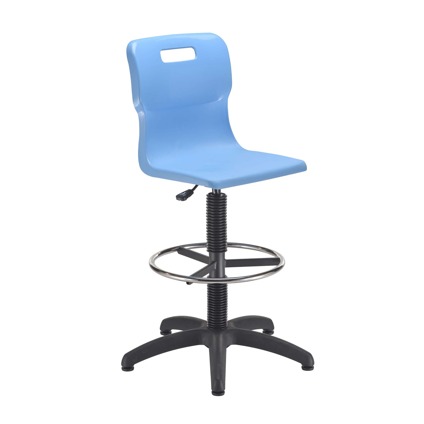 Titan Swivel Senior Chair with Plastic Base, Castors and D-Kit | Size 5-6 | Fixed D-Kit | Sky Blue/Black
