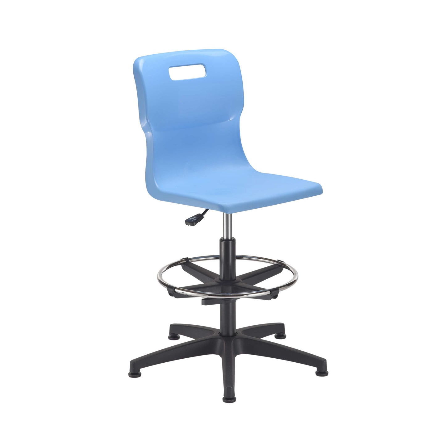 Titan Swivel Senior Chair with Plastic Base, Castors and D-Kit | Size 5-6 | Adjustable D-Kit | Sky Blue/Black