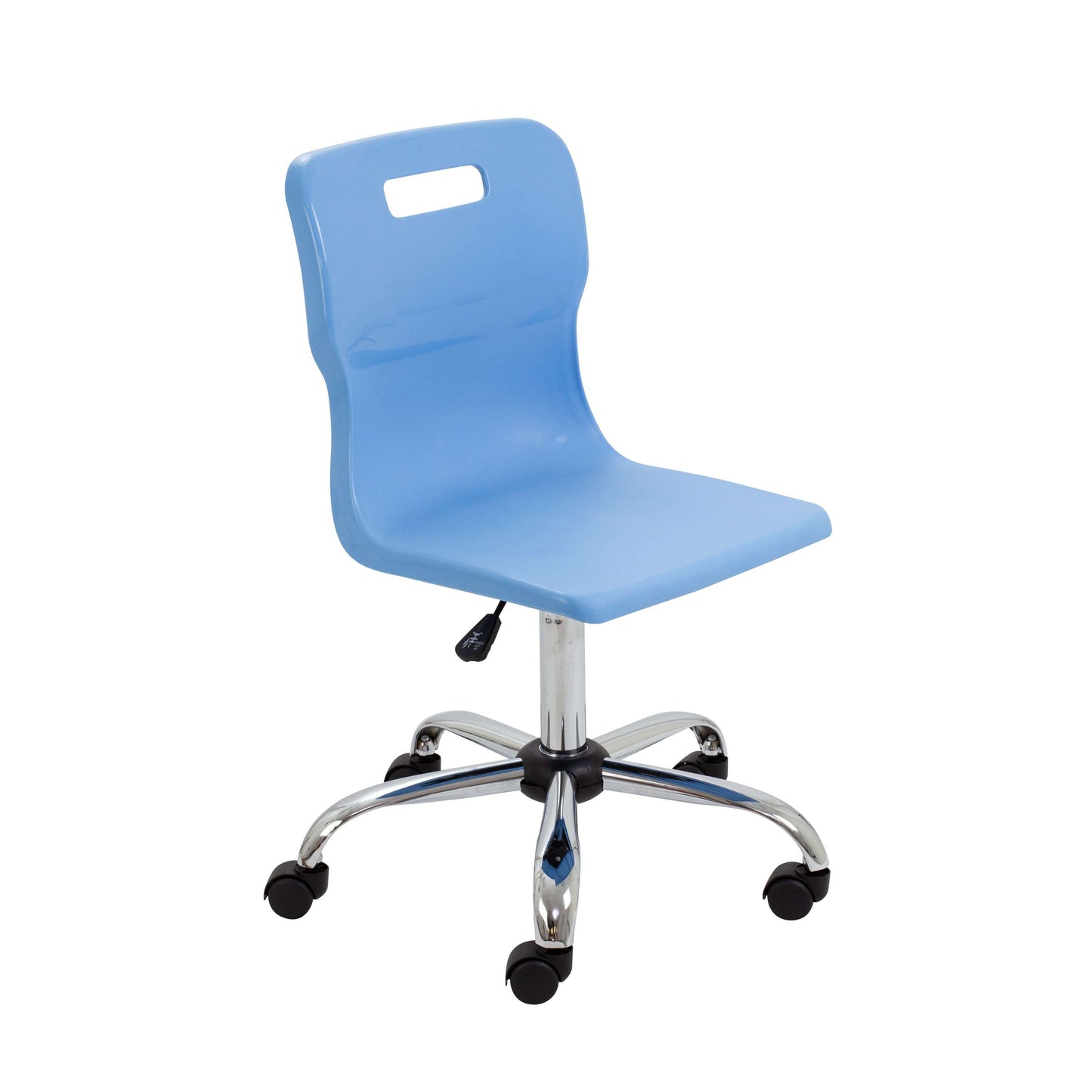 Titan Swivel Senior Chair with Chrome Base and Castors | Size 5-6 | Sky Blue/Chrome