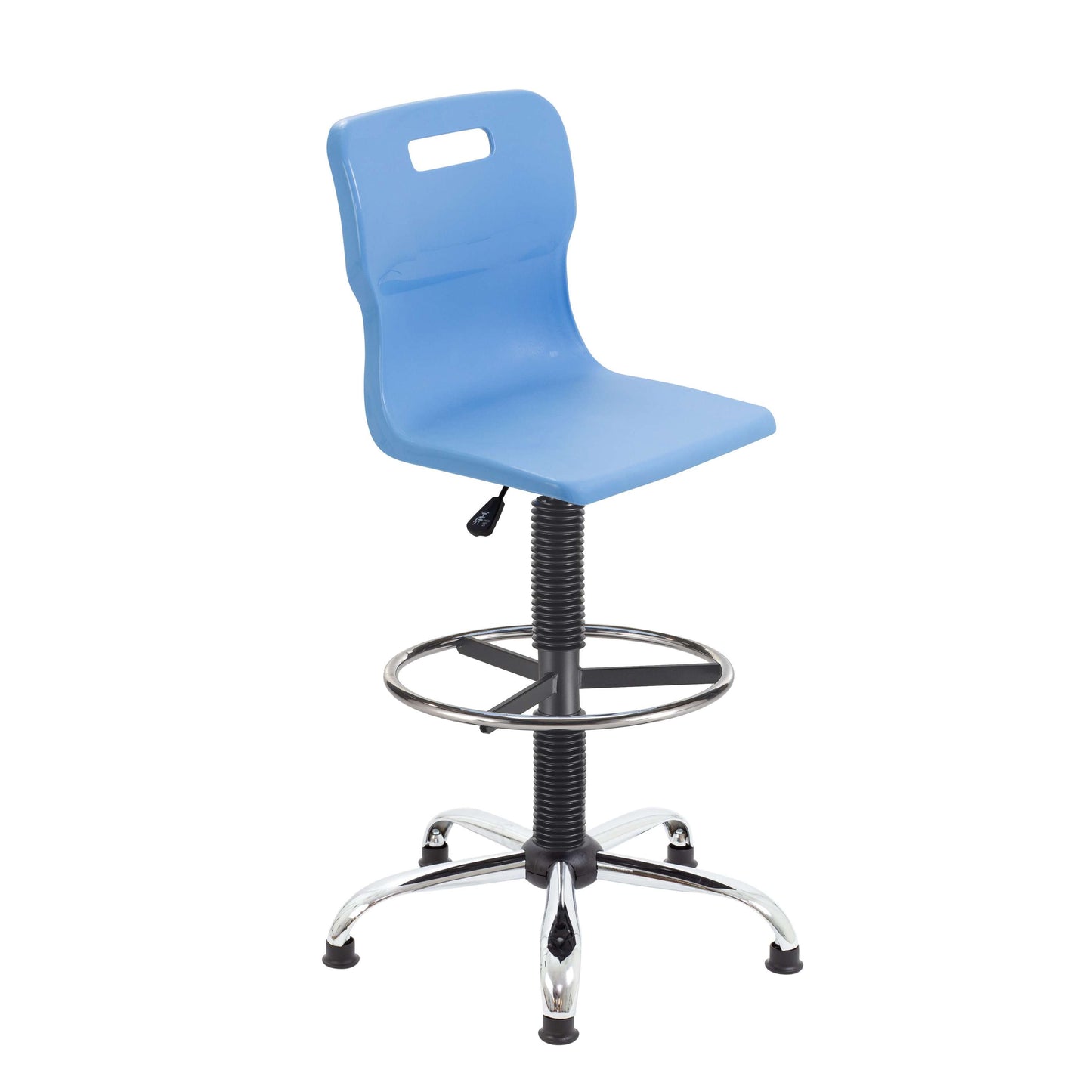Titan Swivel Senior Chair with Chrome Base, Castors and D-Kit | Size 5-6 | Fixed D-Kit | Sky Blue/Chrome