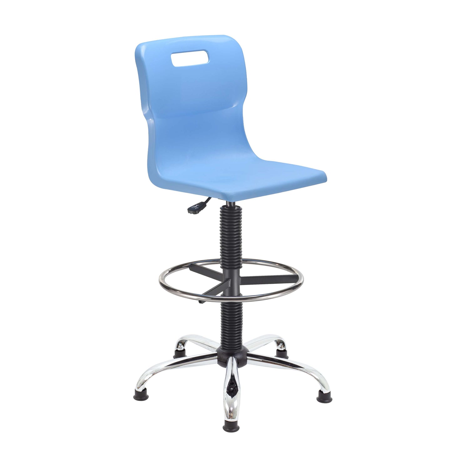Titan Swivel Senior Chair with Chrome Base, Castors and D-Kit | Size 5-6 | Adjustable D-Kit | Sky Blue/Chrome