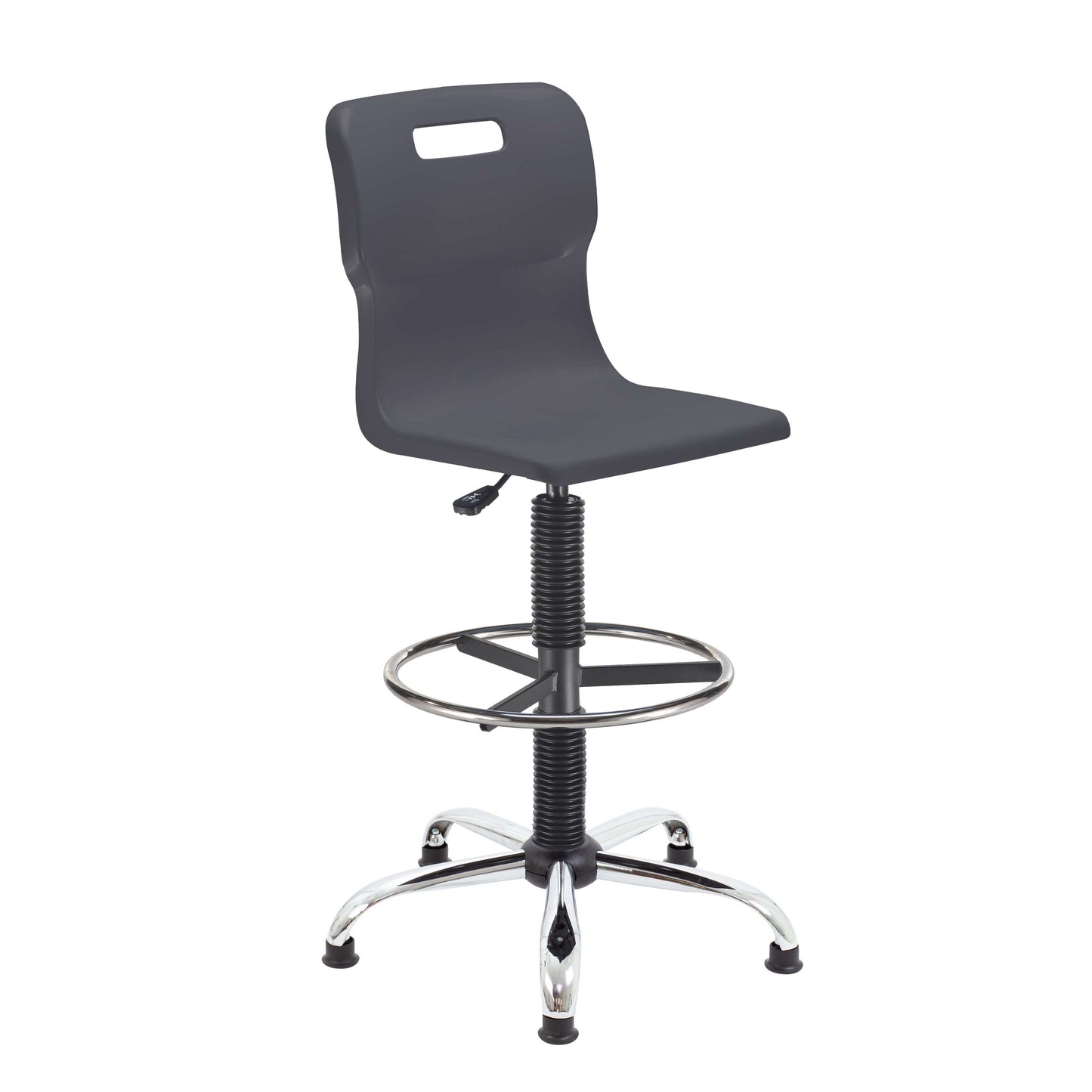 Titan Swivel Senior Chair with Chrome Base, Castors and D-Kit | Size 5-6 | Adjustable D-Kit | Charcoal/Chrome