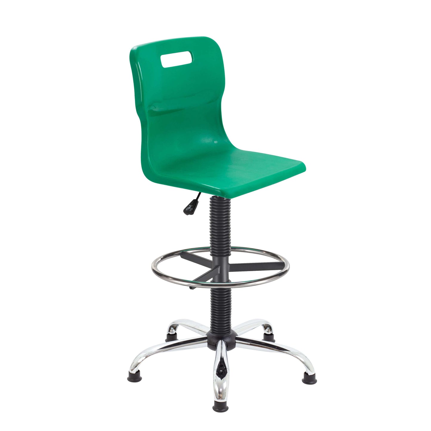 Titan Swivel Senior Chair with Chrome Base, Castors and D-Kit | Size 5-6 | Fixed D-Kit | Green/Chrome