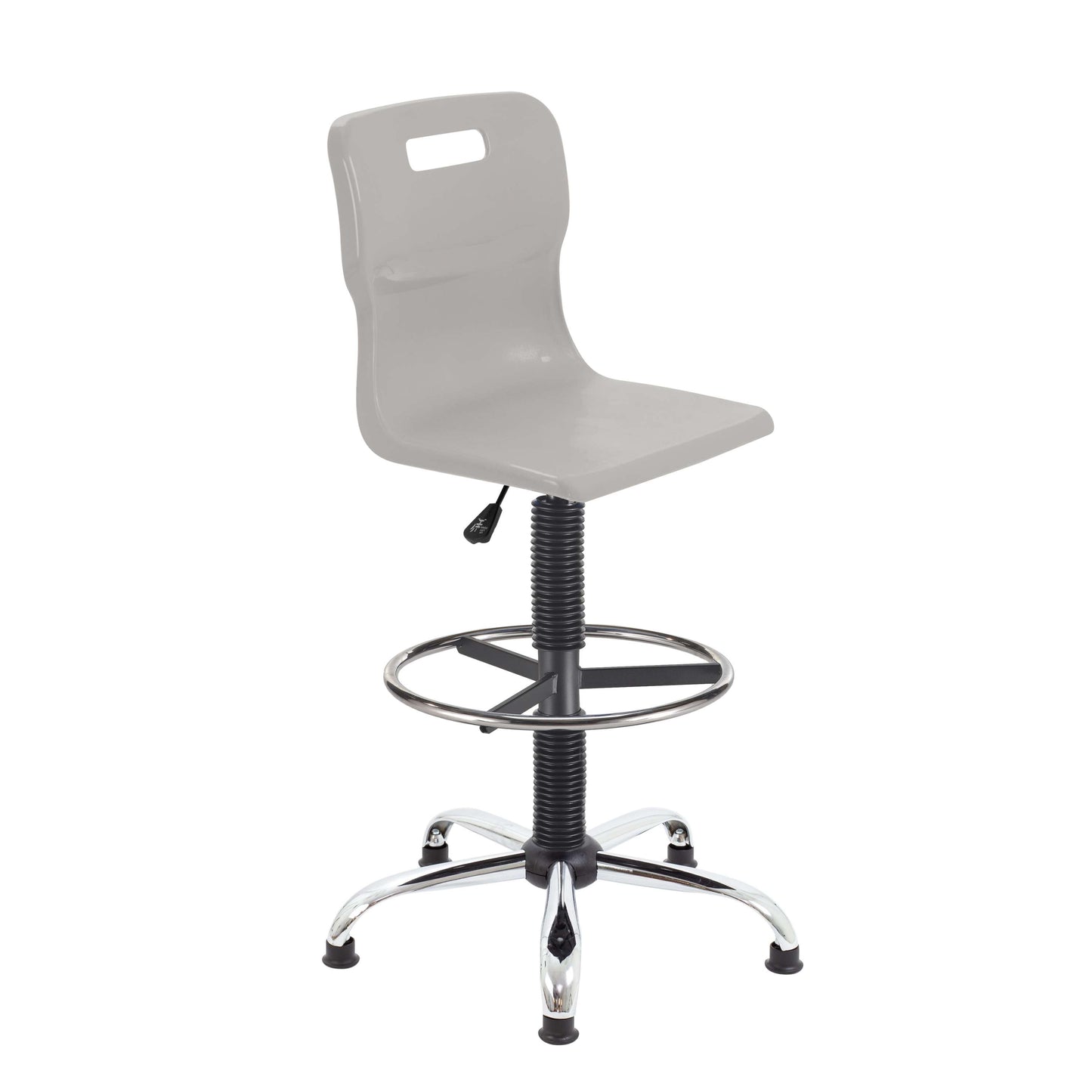 Titan Swivel Senior Chair with Chrome Base, Castors and D-Kit | Size 5-6 | Fixed D-Kit | Grey/Chrome
