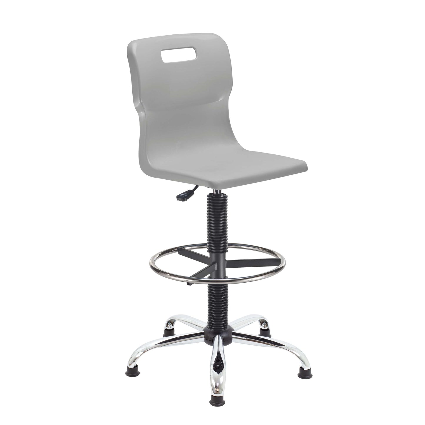 Titan Swivel Senior Chair with Chrome Base, Castors and D-Kit | Size 5-6 | Adjustable D-Kit | Grey/Chrome