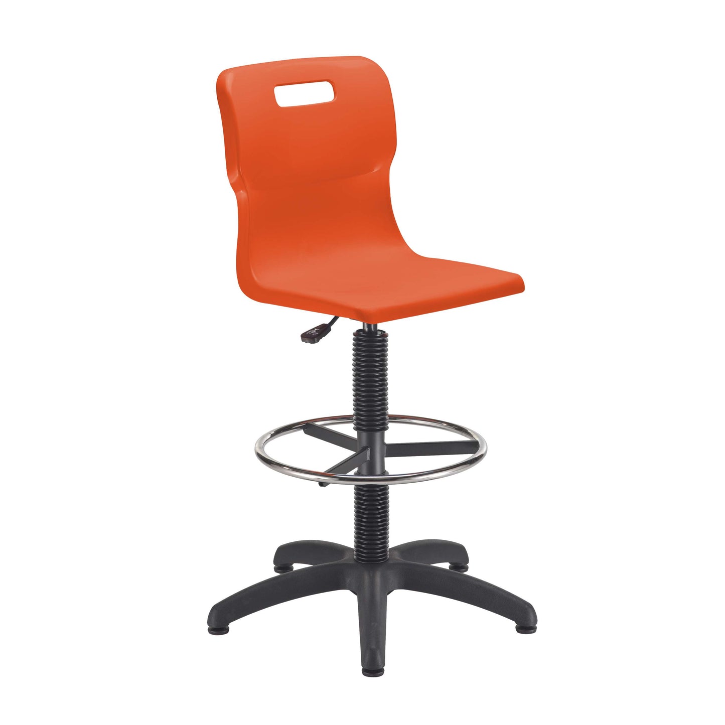 Titan Swivel Senior Chair with Plastic Base, Castors and D-Kit | Size 5-6 | Fixed D-Kit | Orange/Black