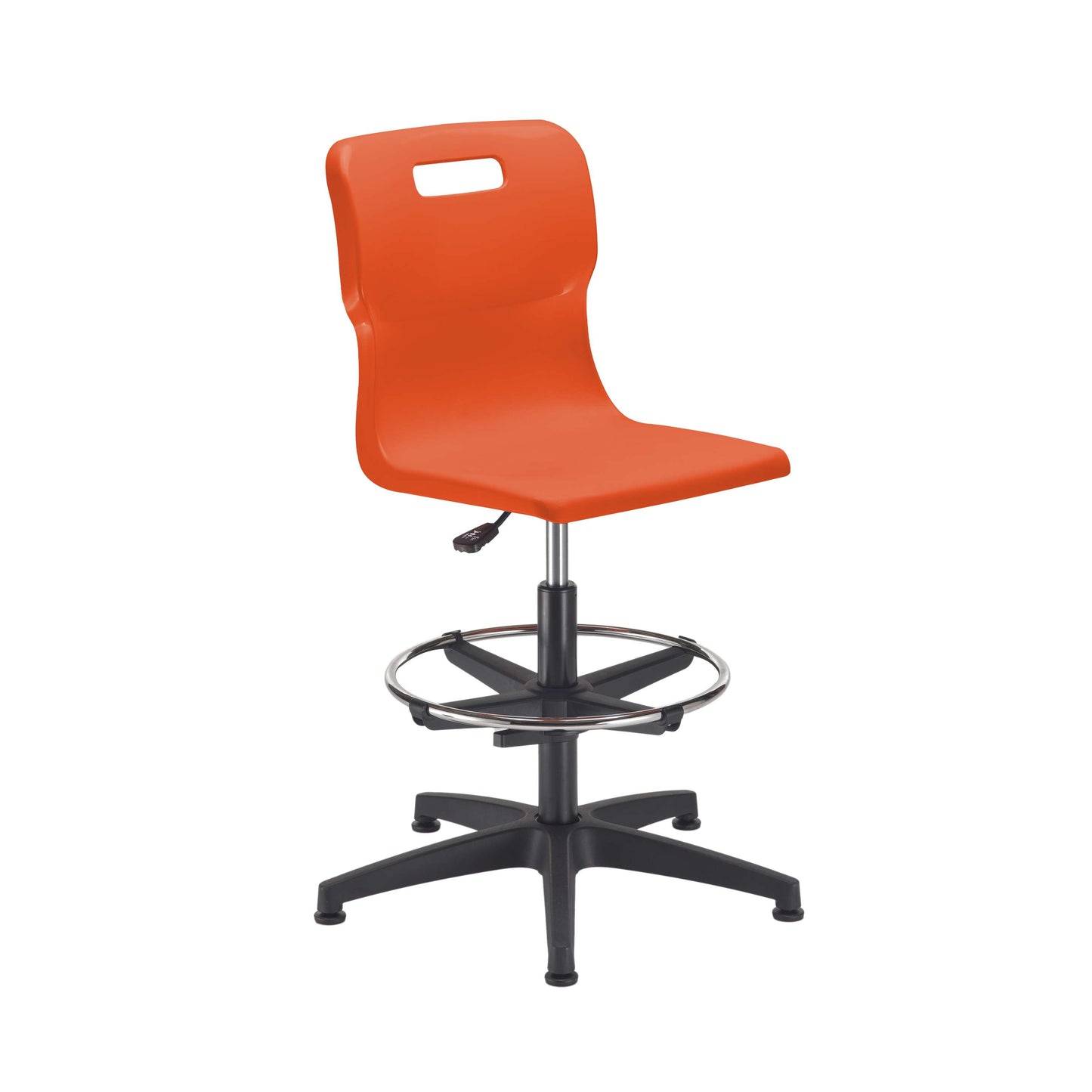 Titan Swivel Senior Chair with Plastic Base, Castors and D-Kit | Size 5-6 | Adjustable D-Kit | Orange/Black
