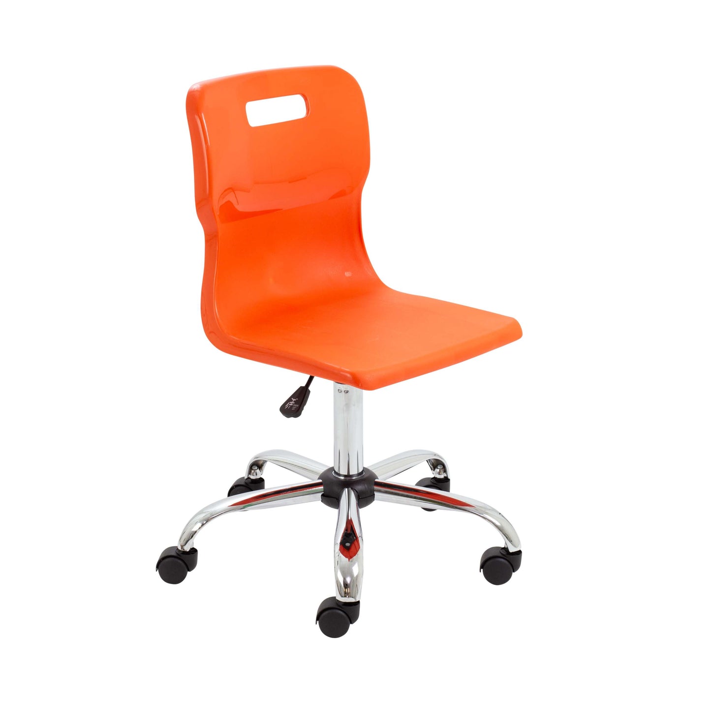 Titan Swivel Senior Chair with Chrome Base and Castors | Size 5-6 | Orange/Chrome