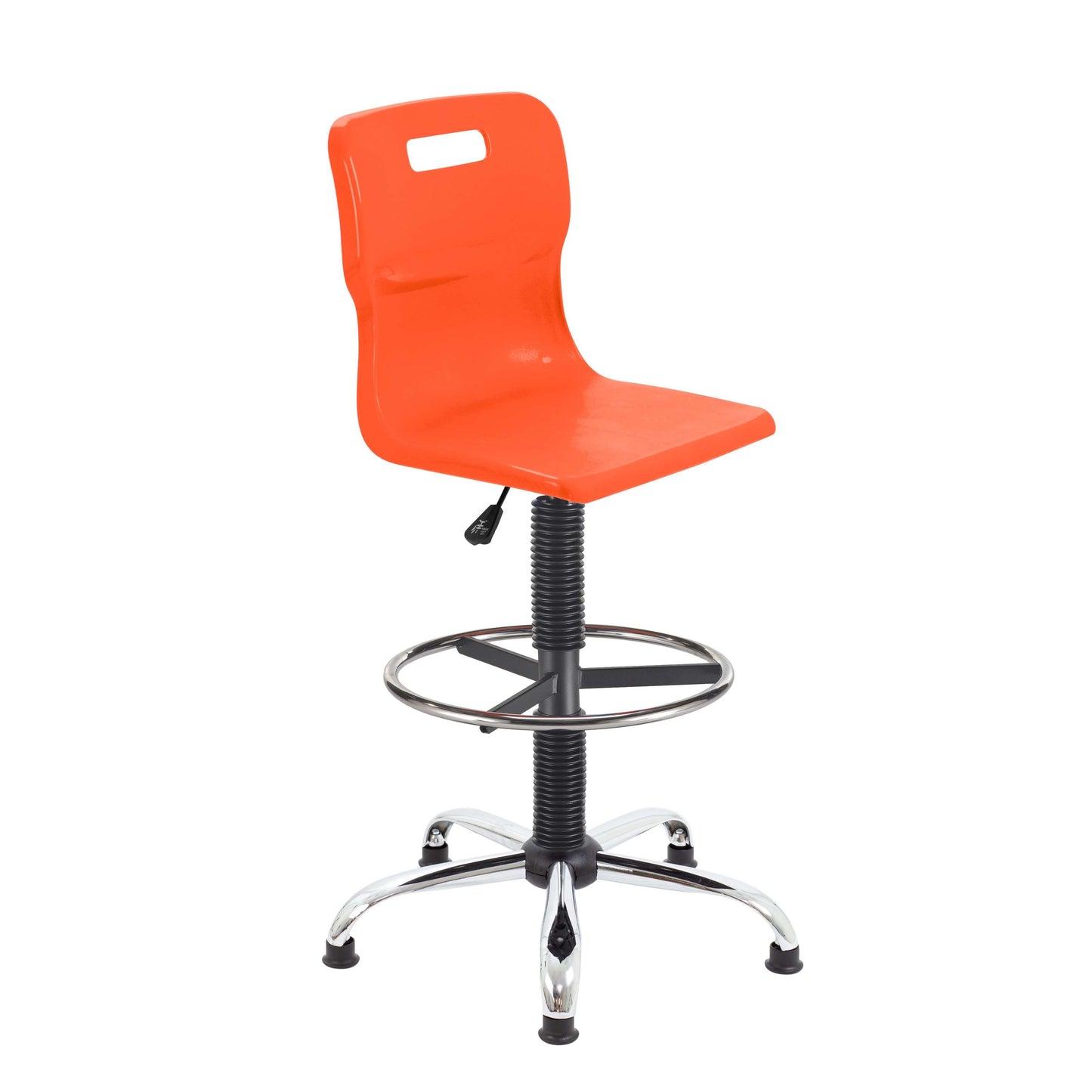 Titan Swivel Senior Chair with Chrome Base, Castors and D-Kit | Size 5-6 | Fixed D-Kit | Orange/Chrome