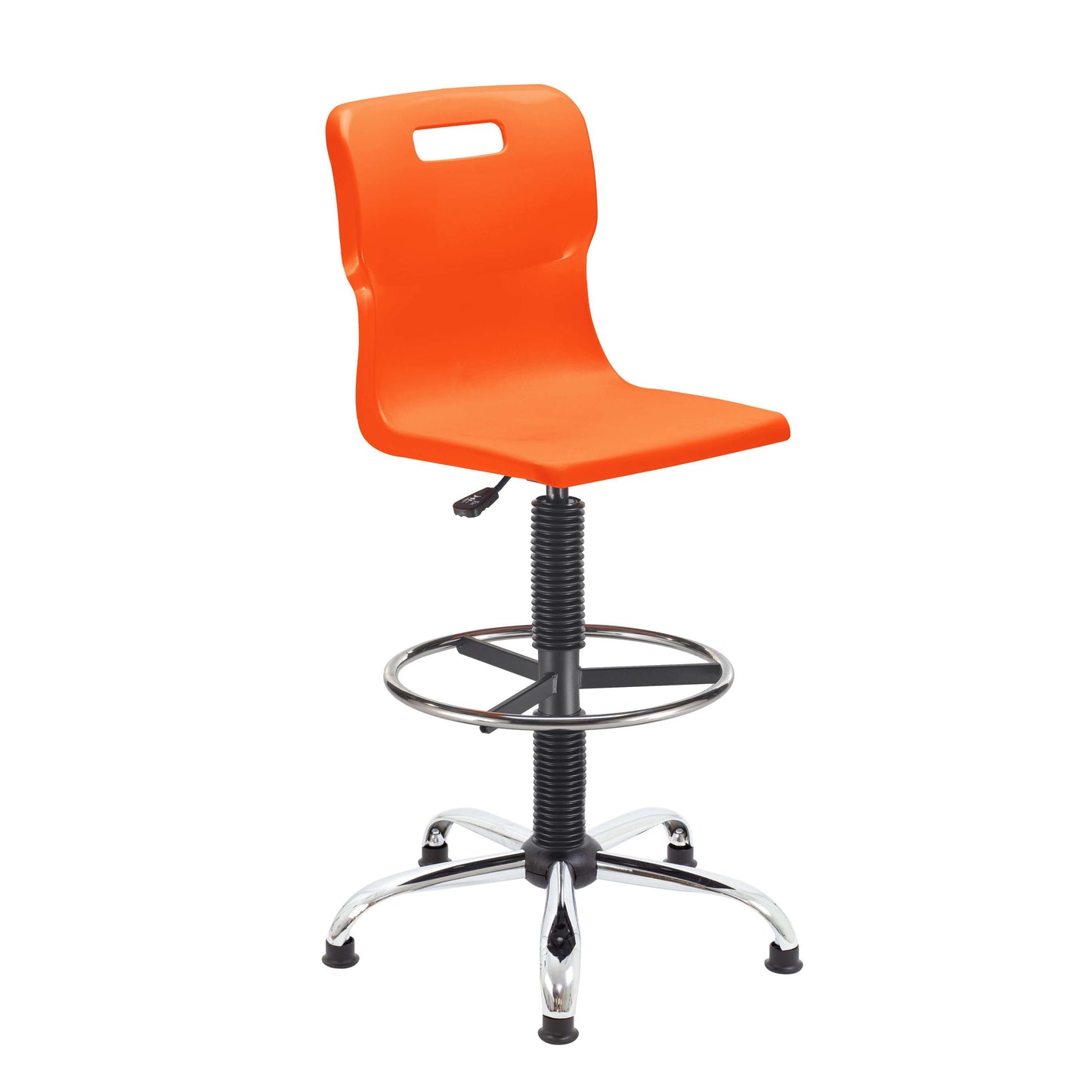 Titan Swivel Senior Chair with Chrome Base, Castors and D-Kit | Size 5-6 | Adjustable D-Kit | Orange/Chrome