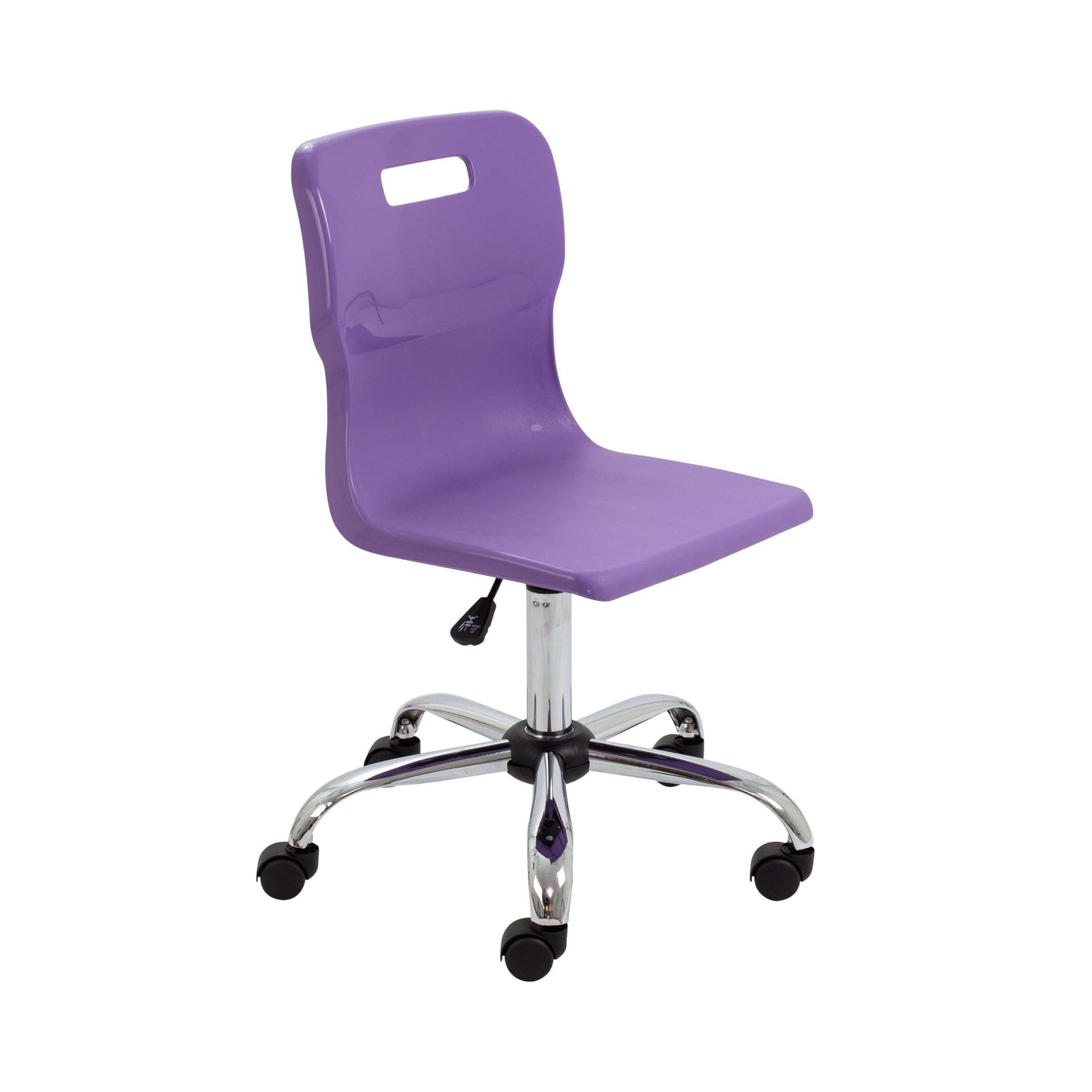 Titan Swivel Senior Chair with Chrome Base and Castors | Size 5-6 | Purple/Chrome