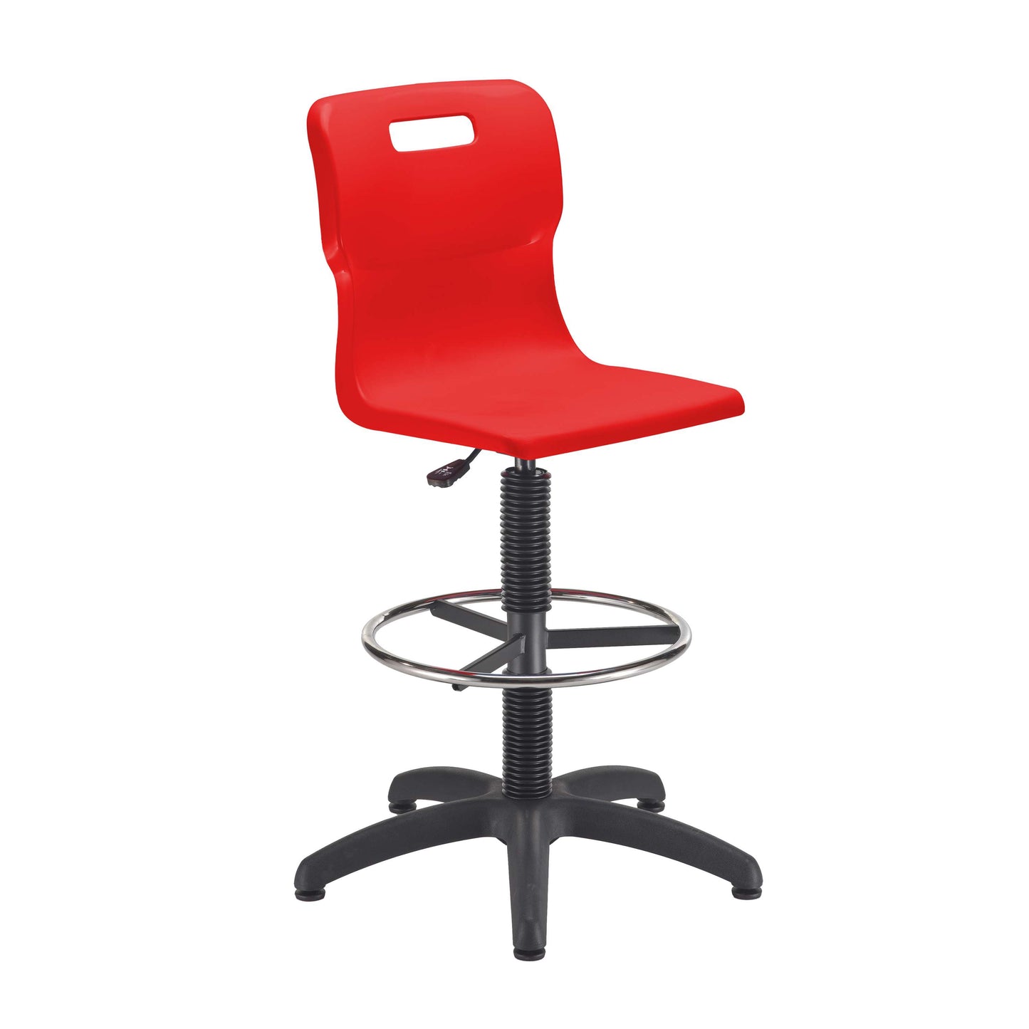 Titan Swivel Senior Chair with Plastic Base, Castors and D-Kit | Size 5-6 | Fixed D-Kit | Red/Black