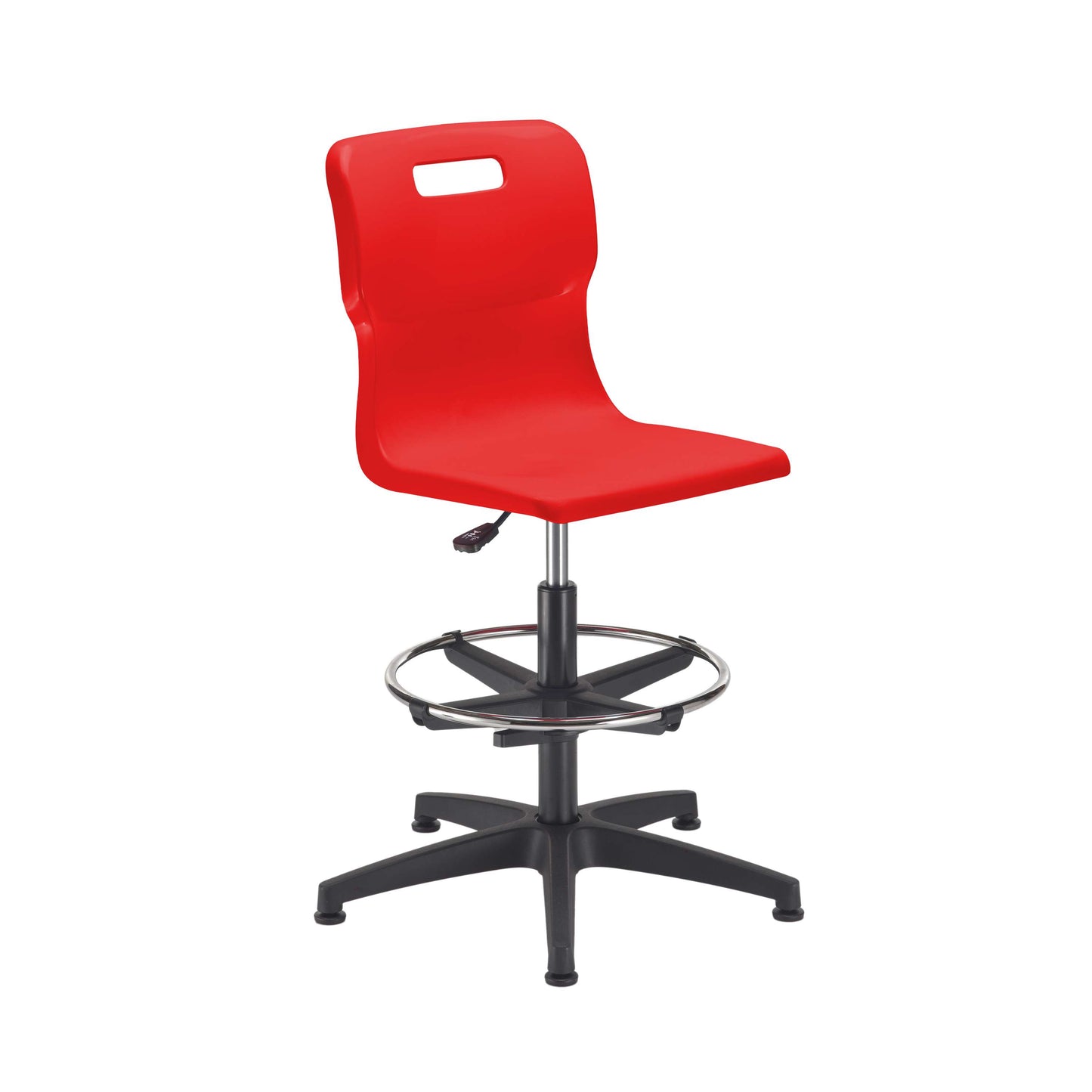 Titan Swivel Senior Chair with Plastic Base, Castors and D-Kit | Size 5-6 | Adjustable D-Kit | Red/Black
