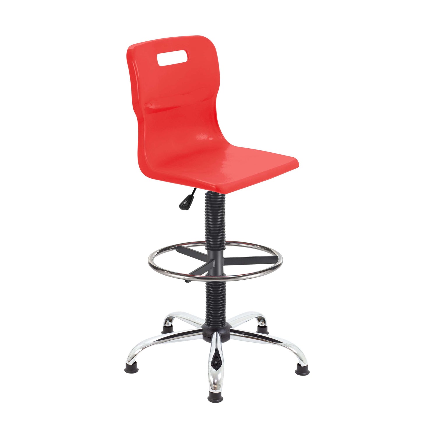 Titan Swivel Senior Chair with Chrome Base, Castors and D-Kit | Size 5-6 | Fixed D-Kit | Red/Chrome