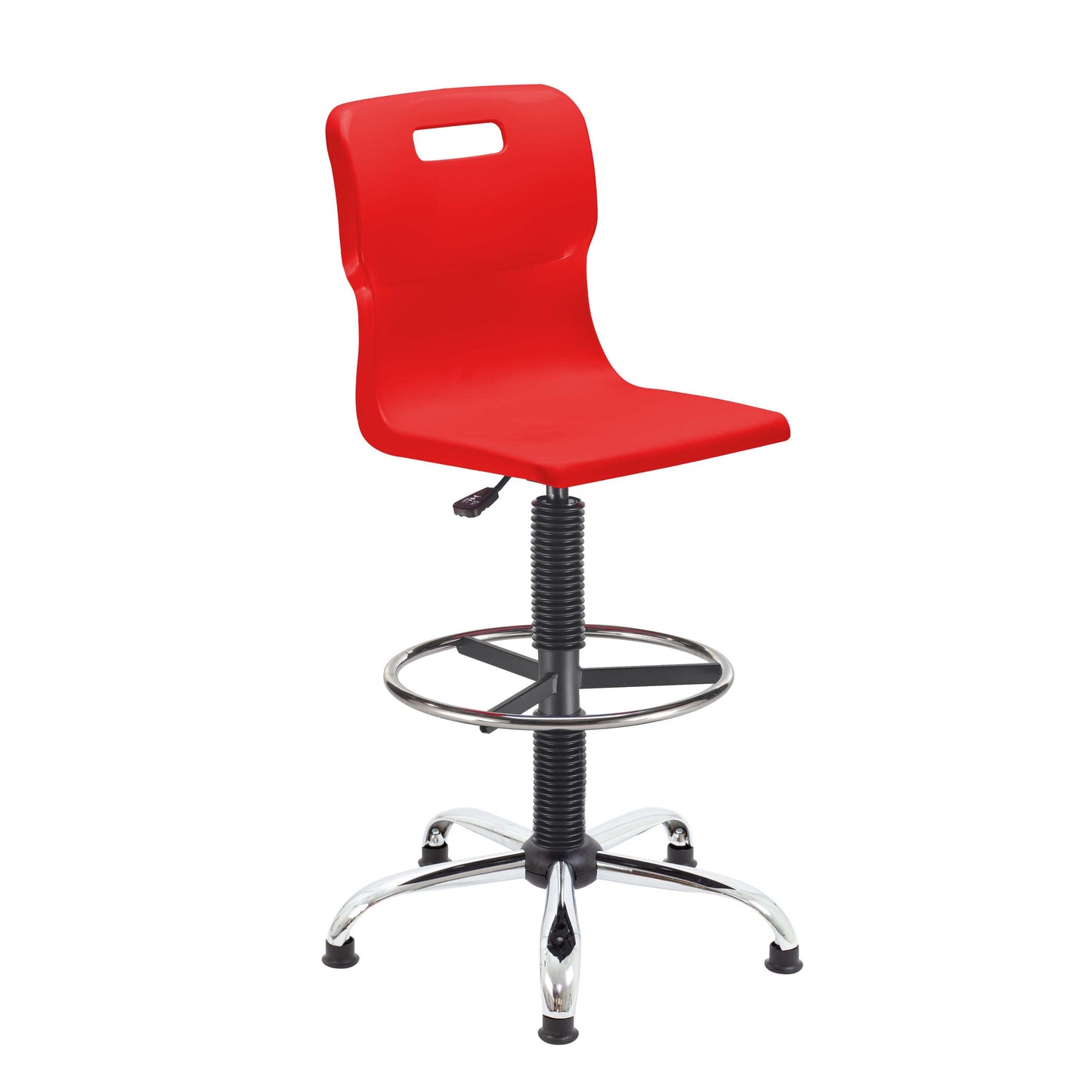 Titan Swivel Senior Chair with Chrome Base, Castors and D-Kit | Size 5-6 | Adjustable D-Kit | Red/Chrome