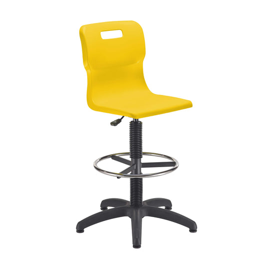 Titan Swivel Senior Chair with Plastic Base, Castors and D-Kit | Size 5-6 | Fixed D-Kit | Yellow/Black