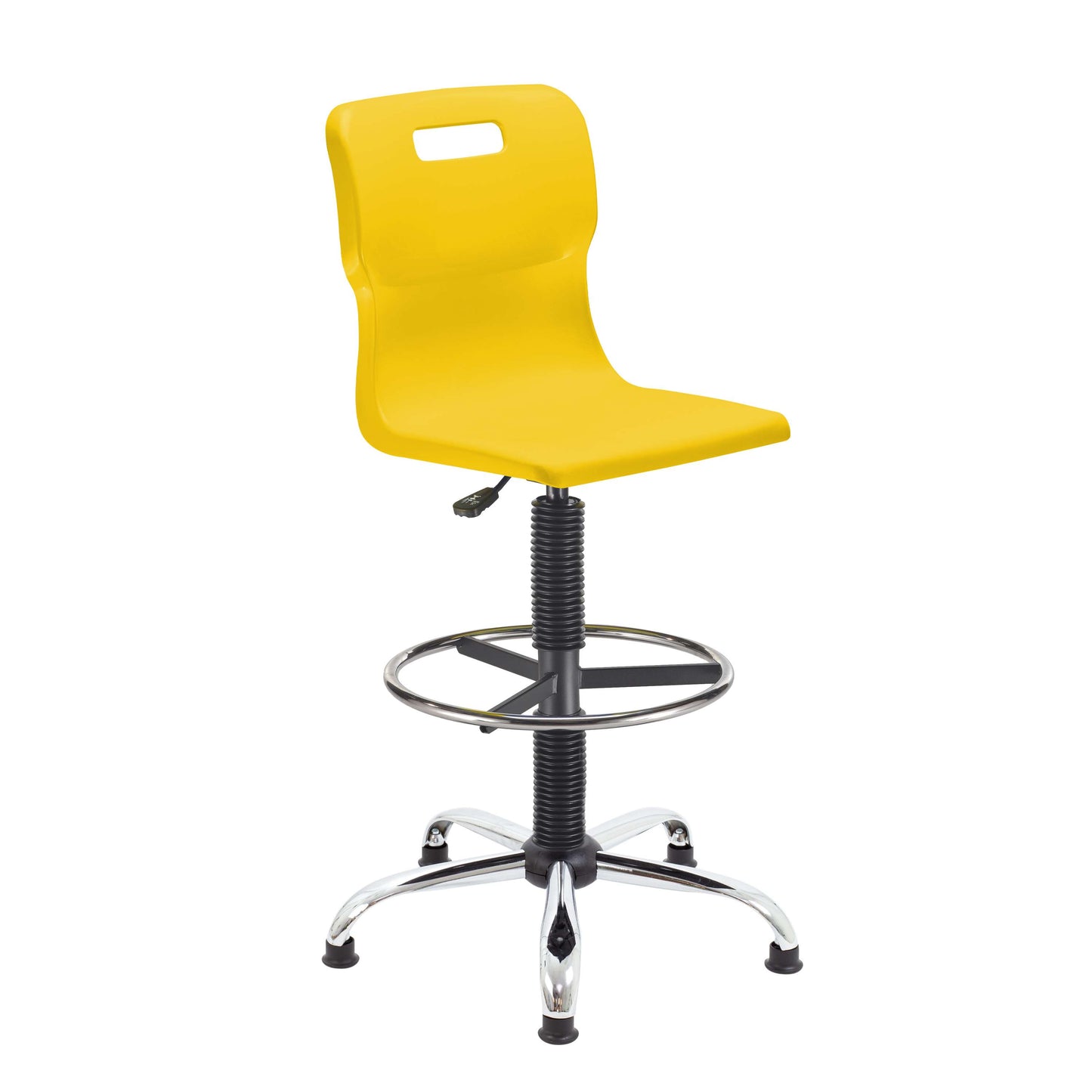 Titan Swivel Senior Chair with Chrome Base, Castors and D-Kit | Size 5-6 | Adjustable D-Kit | Yellow/Chrome