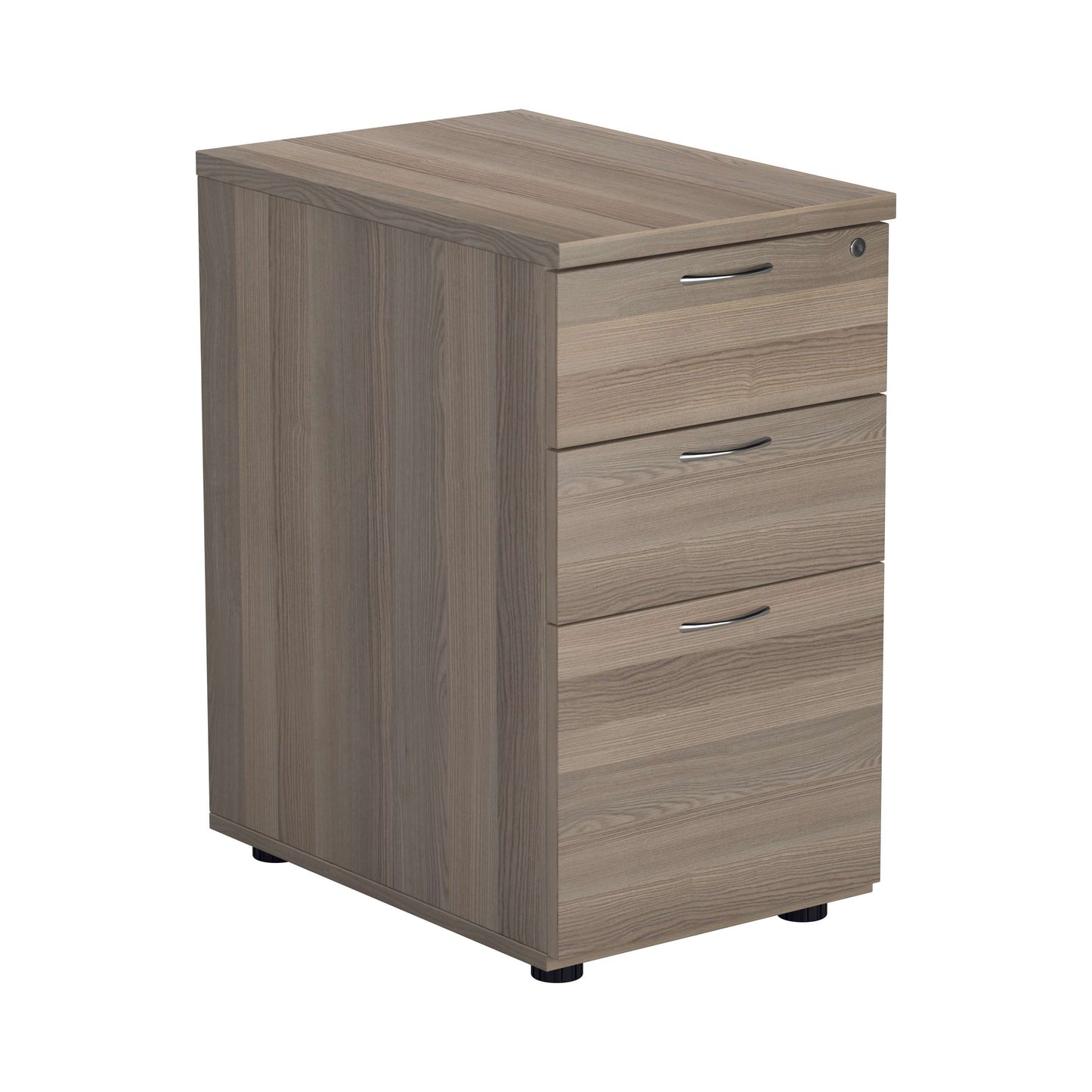 Essentials Desk High 3 Drawer Pedestal (FSC) | 600 Deep | Grey Oak