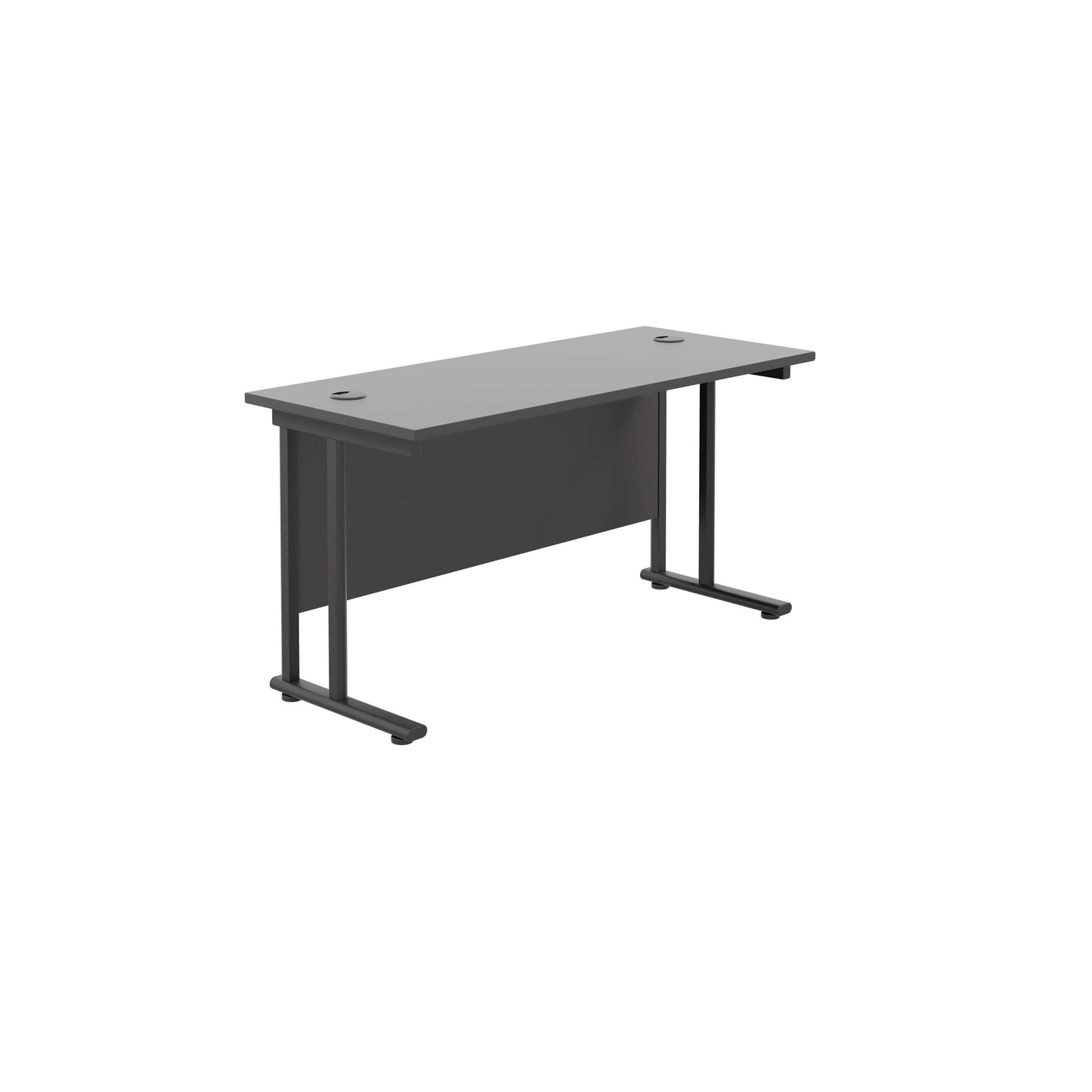 Twin Upright Rectangular Desk: 600mm Deep (FSC) | 1400X600 | Black/Black