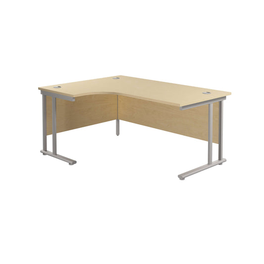 Twin Upright Left Hand Radial Desk (FSC) | 1600X1200 | Maple/Silver