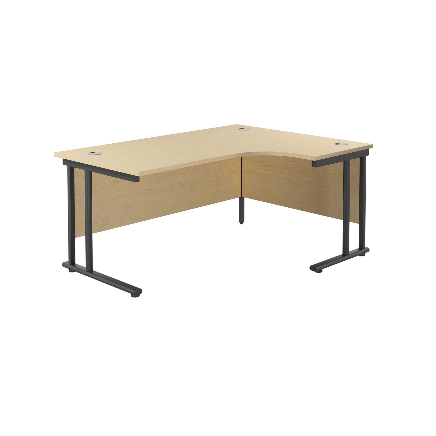 Twin Upright Right Hand Radial Desk (FSC) | 1600X1200 | Maple/Black