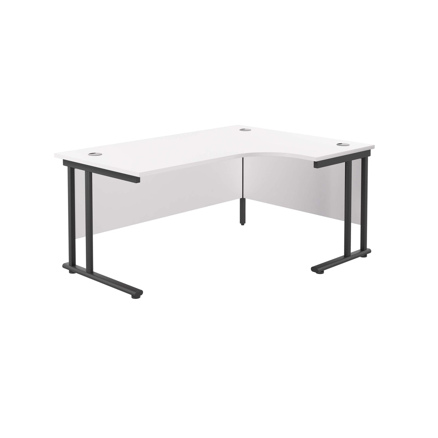 Twin Upright Right Hand Radial Desk (FSC) | 1600X1200 | White/Black
