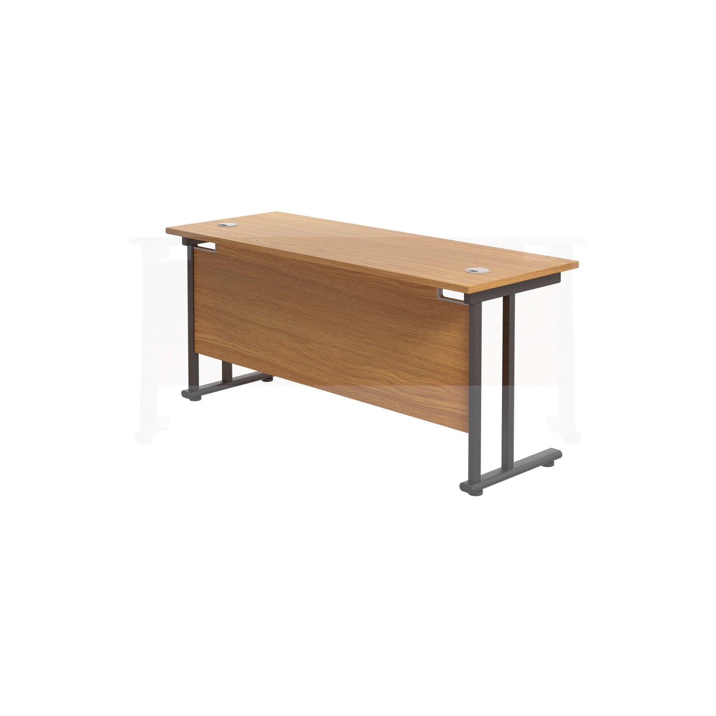 Twin Upright Rectangular Desk: 600mm Deep (FSC) | 1600X600 | Nova Oak/Black