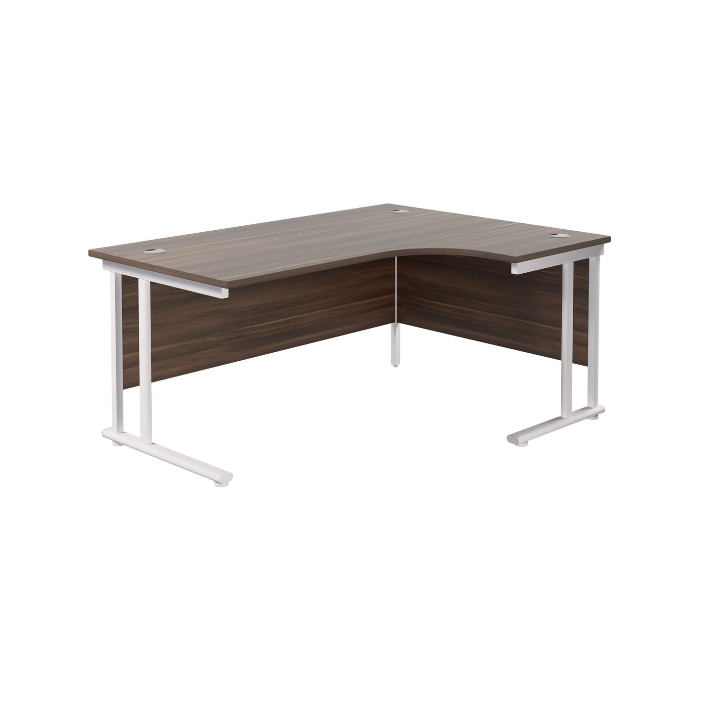 Twin Upright Right Hand Radial Desk (FSC) | 1800X1200 | Dark Walnut/White