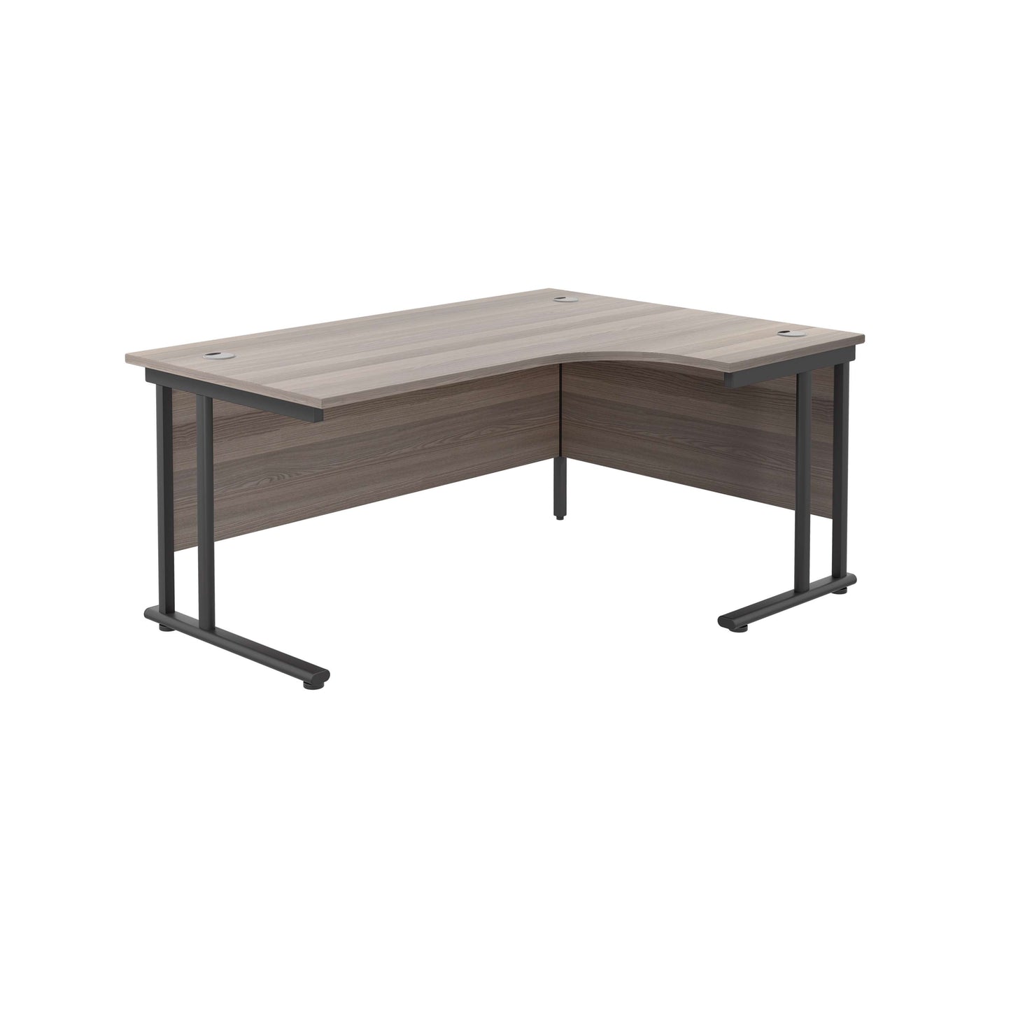 Twin Upright Right Hand Radial Desk (FSC) | 1800X1200 | Grey Oak/Black