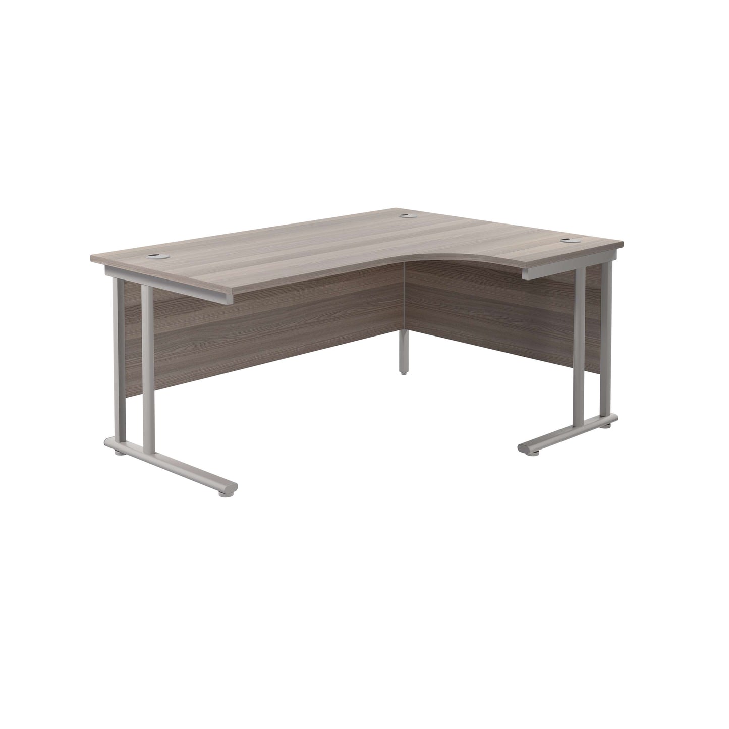 Twin Upright Right Hand Radial Desk (FSC) | 1800X1200 | Grey Oak/Silver