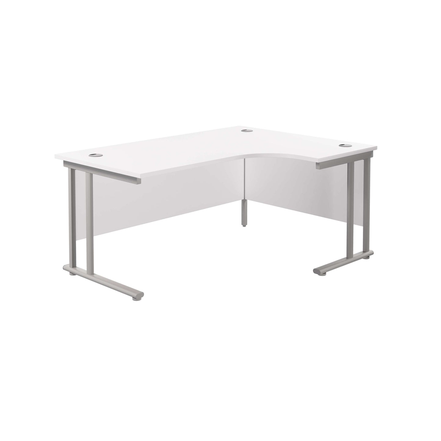 Twin Upright Right Hand Radial Desk (FSC) | 1800X1200 | White/Silver