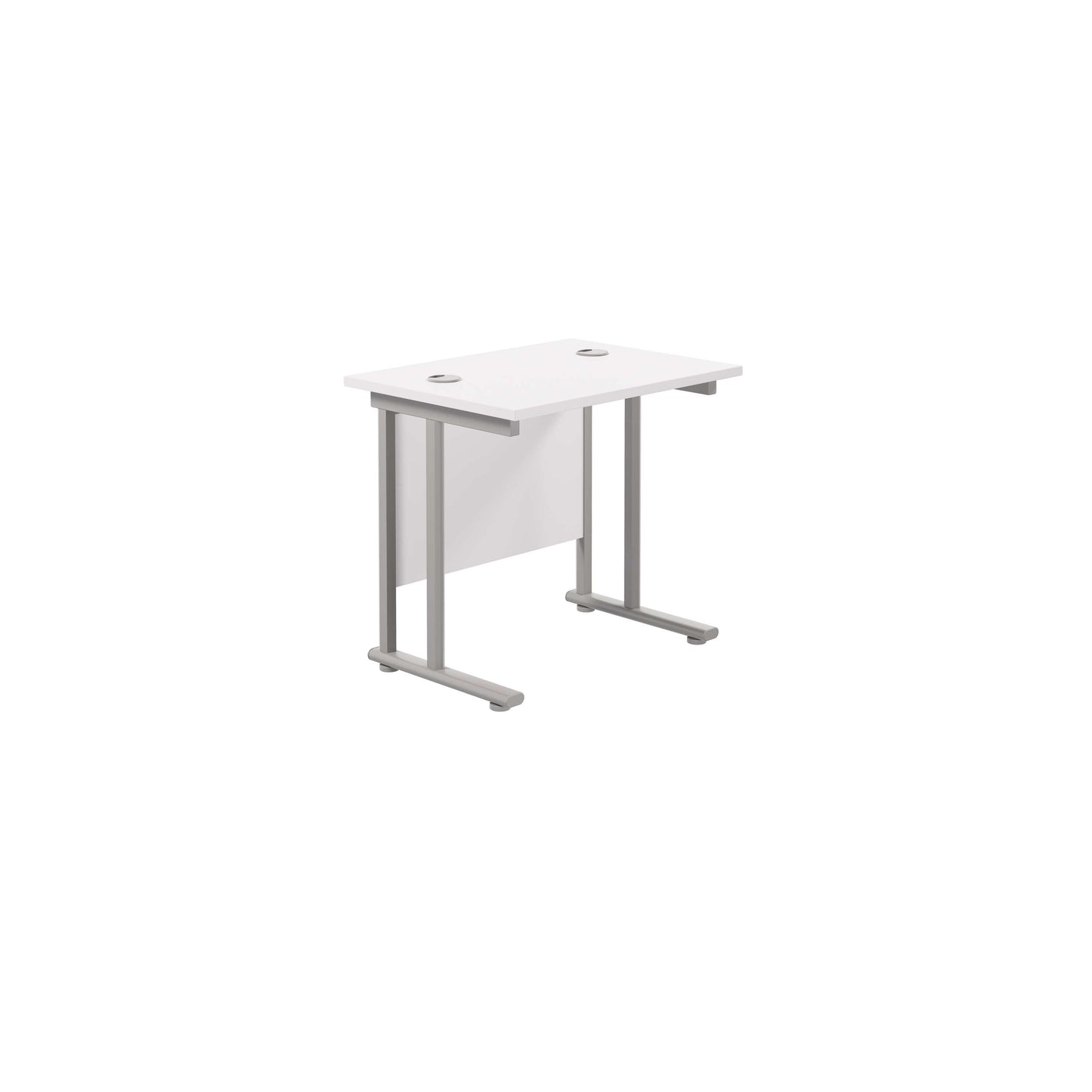 Twin Upright Rectangular Desk: 600mm Deep (FSC) | 800X600 | White/Silver
