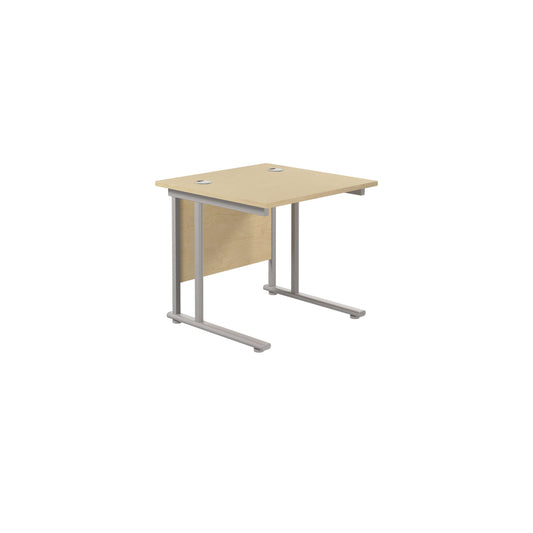 Twin Upright Rectangular Desk: 800mm Deep (FSC) | 800X800 | Maple/Silver