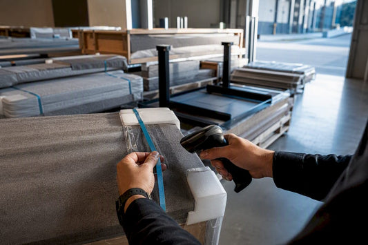 Furniture components staged before office installation