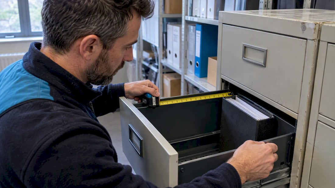Measuring filing cabinet drawer depth for A4 files